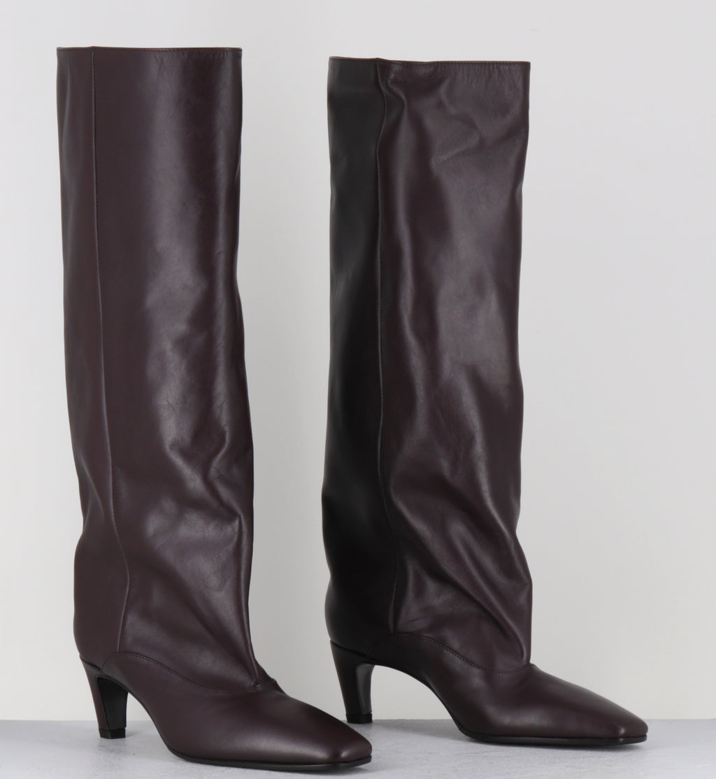 Bottes à talon en cuir prune - A6222 NATURE BRUNELLO
