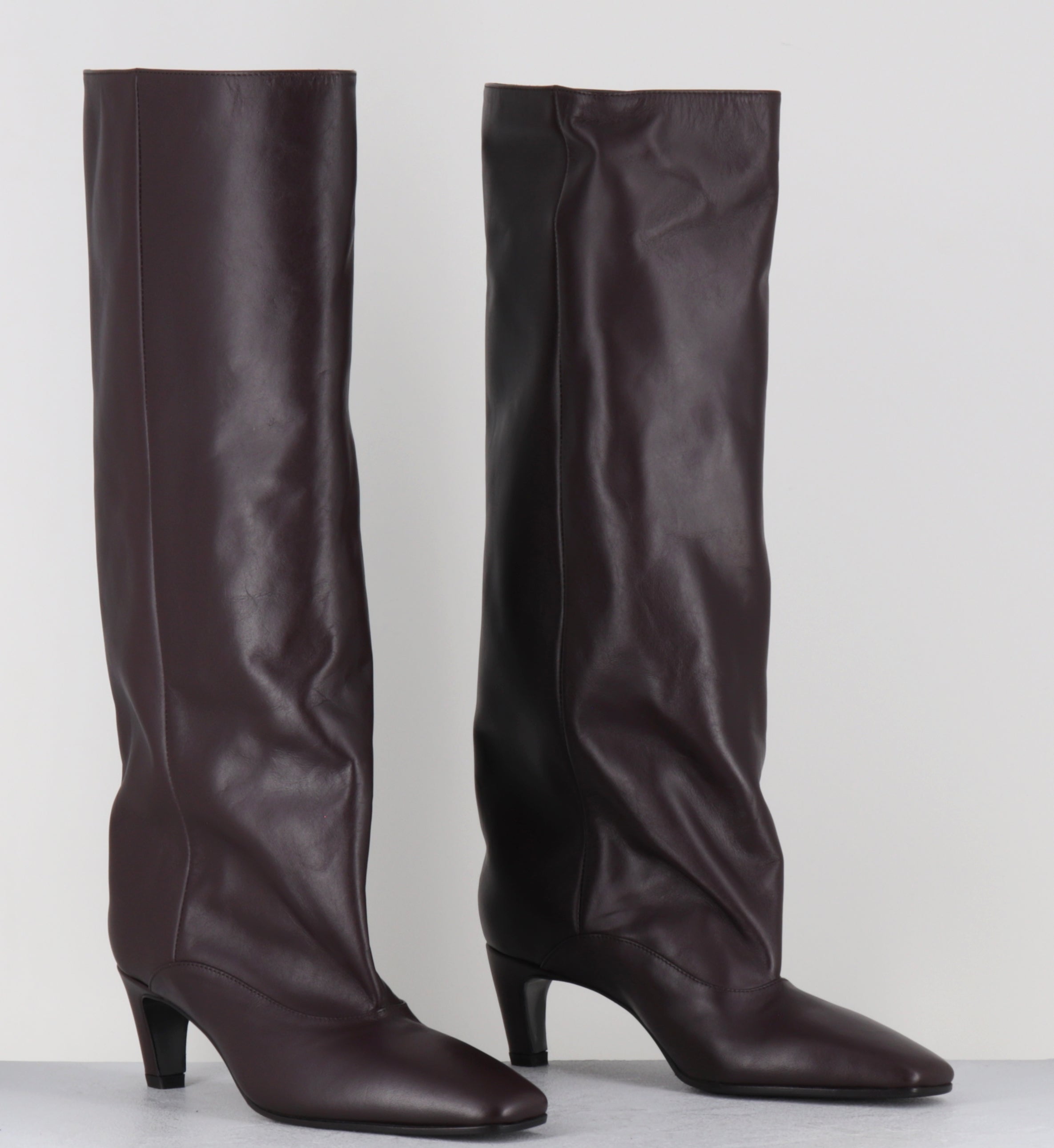Bottes à talon en cuir prune - A6222 NATURE BRUNELLO