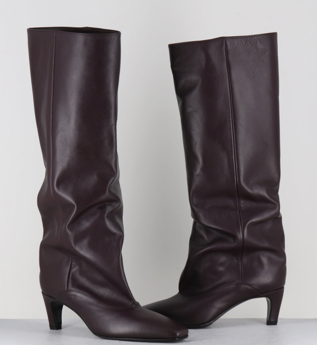 Bottes à talon en cuir prune - A6222 NATURE BRUNELLO