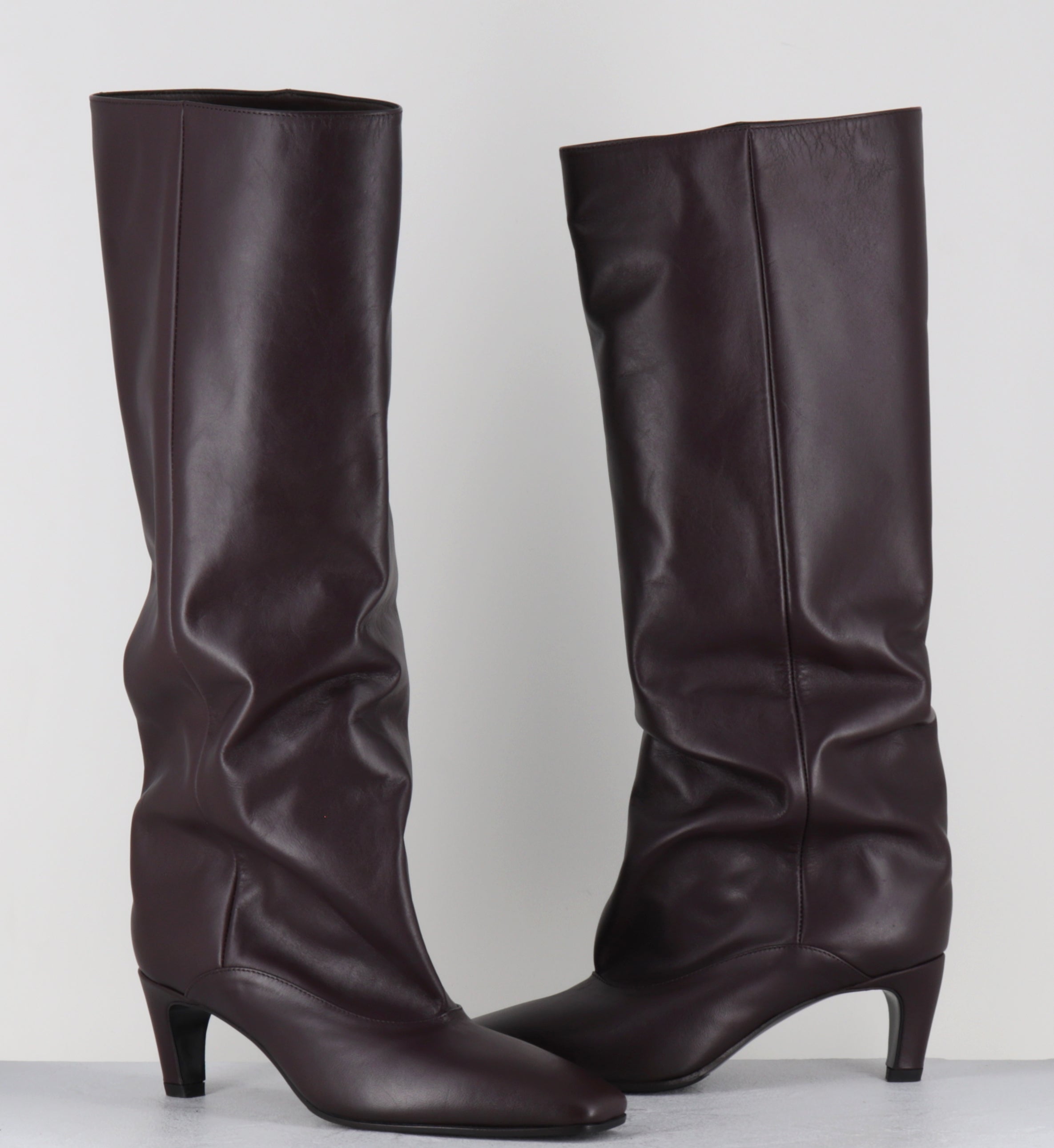 Bottes à talon en cuir prune - A6222 NATURE BRUNELLO
