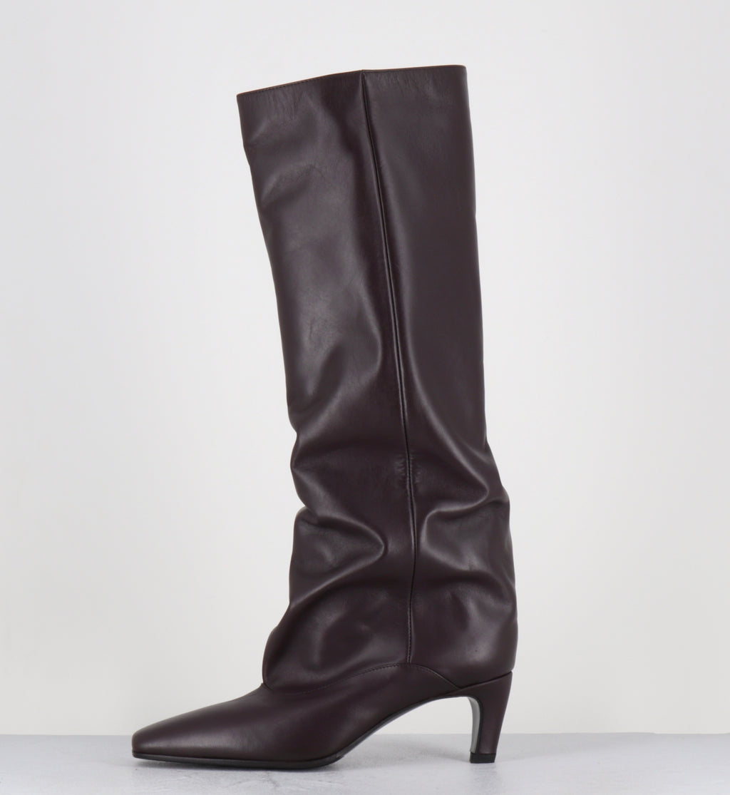 Bottes à talon en cuir prune - A6222 NATURE BRUNELLO