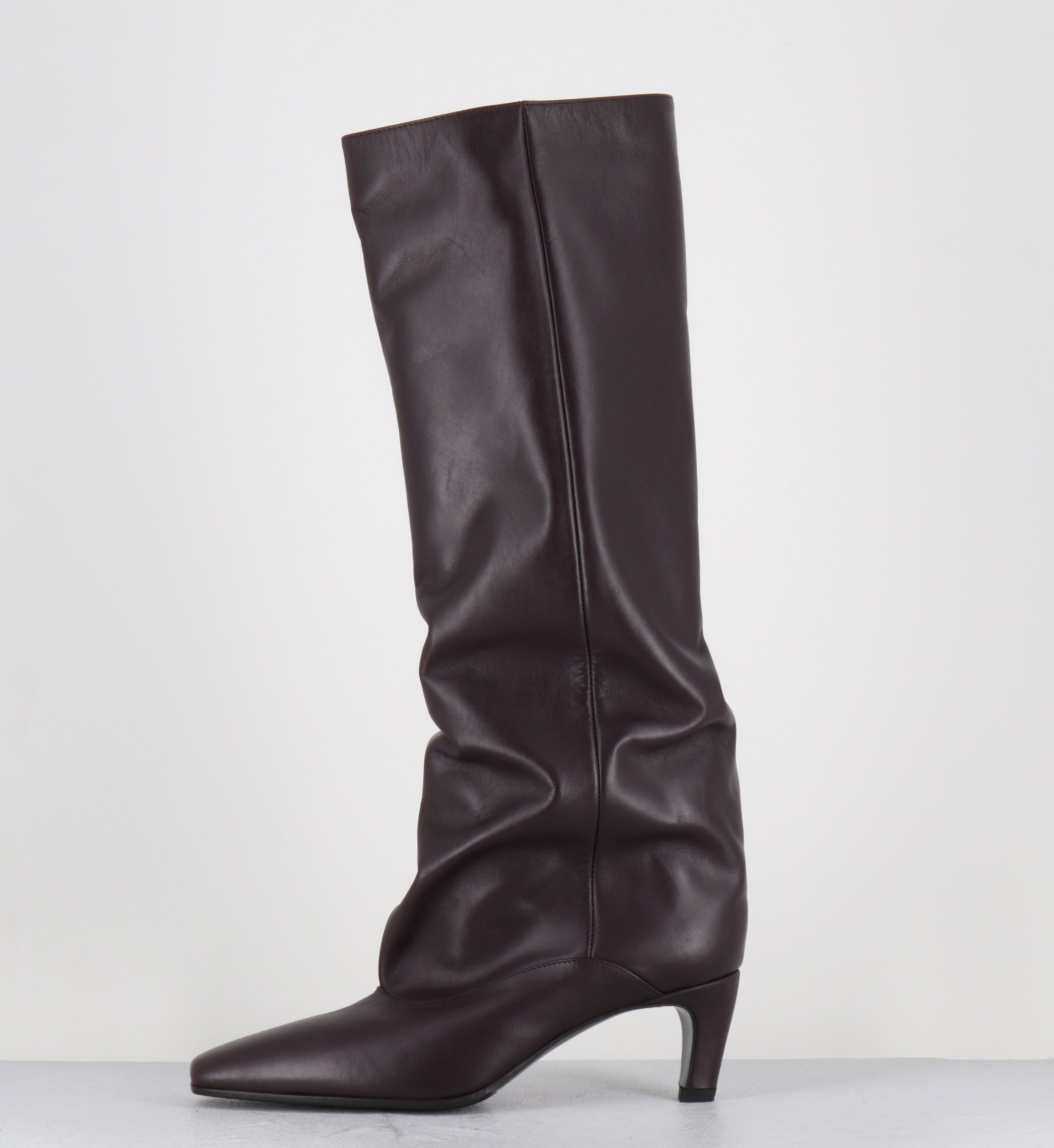 Bottes à talon en cuir prune - A6222 NATURE BRUNELLO