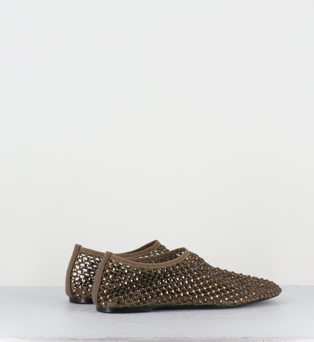 Chaussures mesh & strass kaki - R11 PE26 ARMY