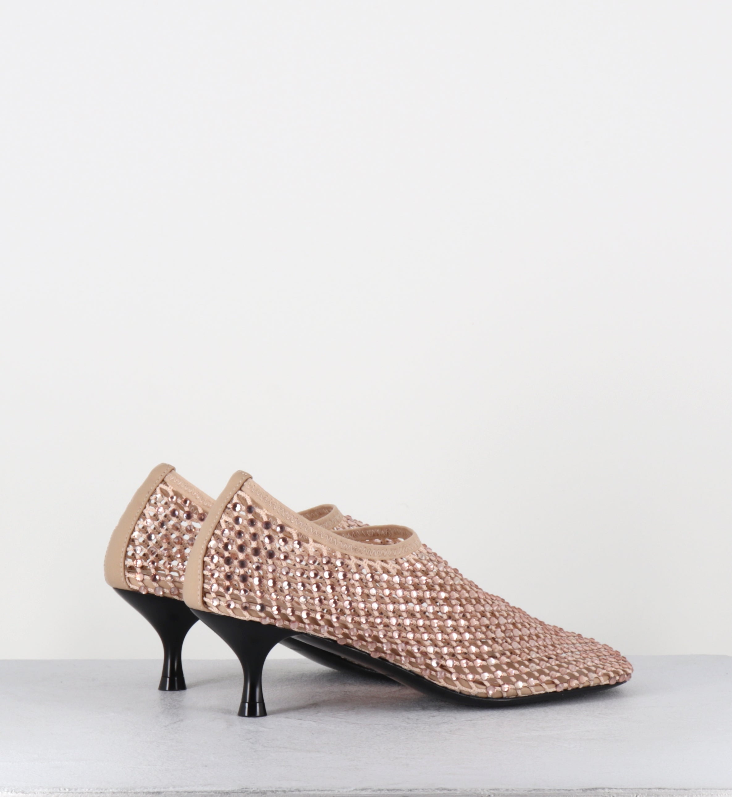 Escarpins à talon en mesh et strass rose - R14 PE26 SAND