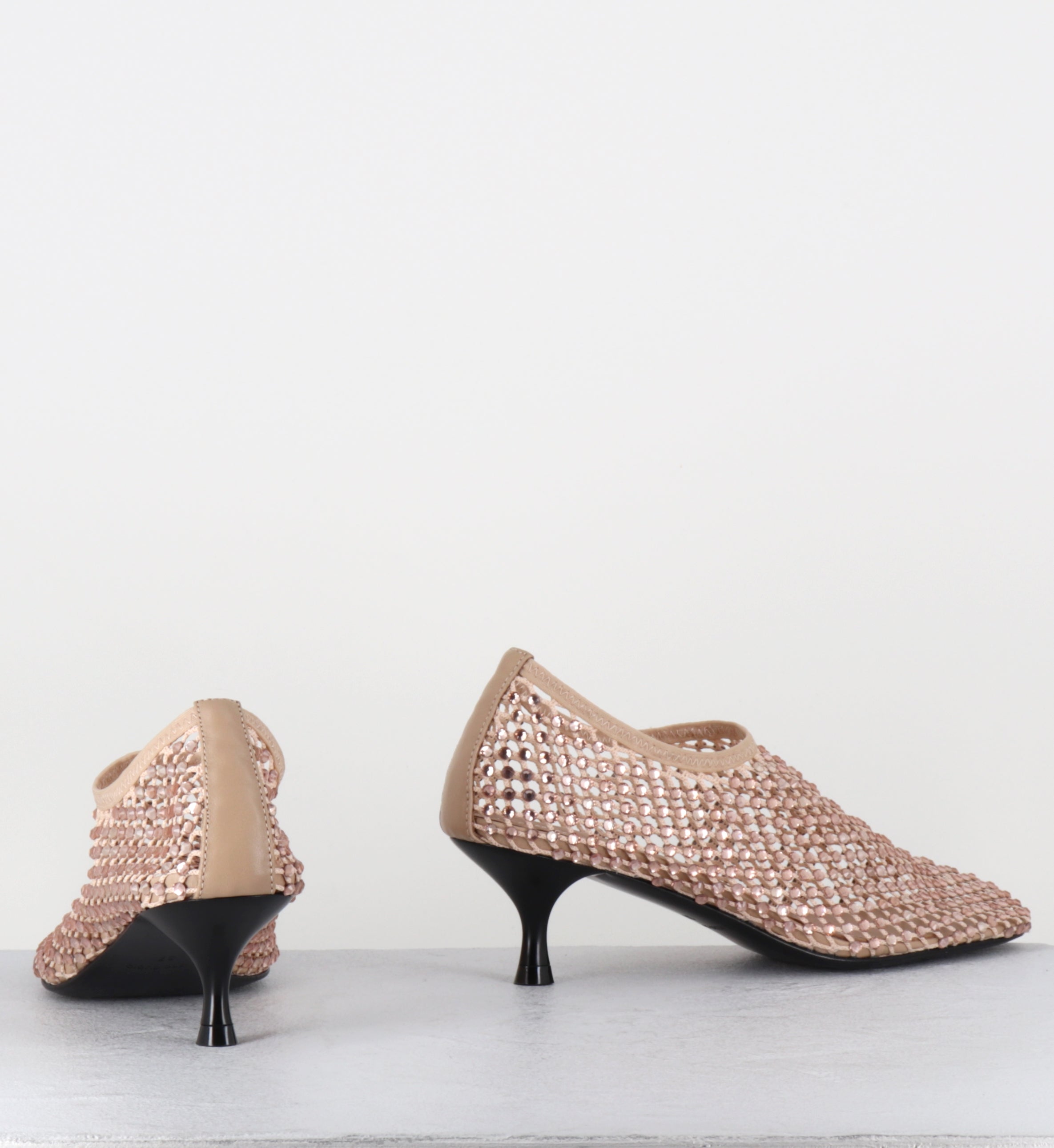 Escarpins à talon en mesh et strass rose - R14 PE26 SAND