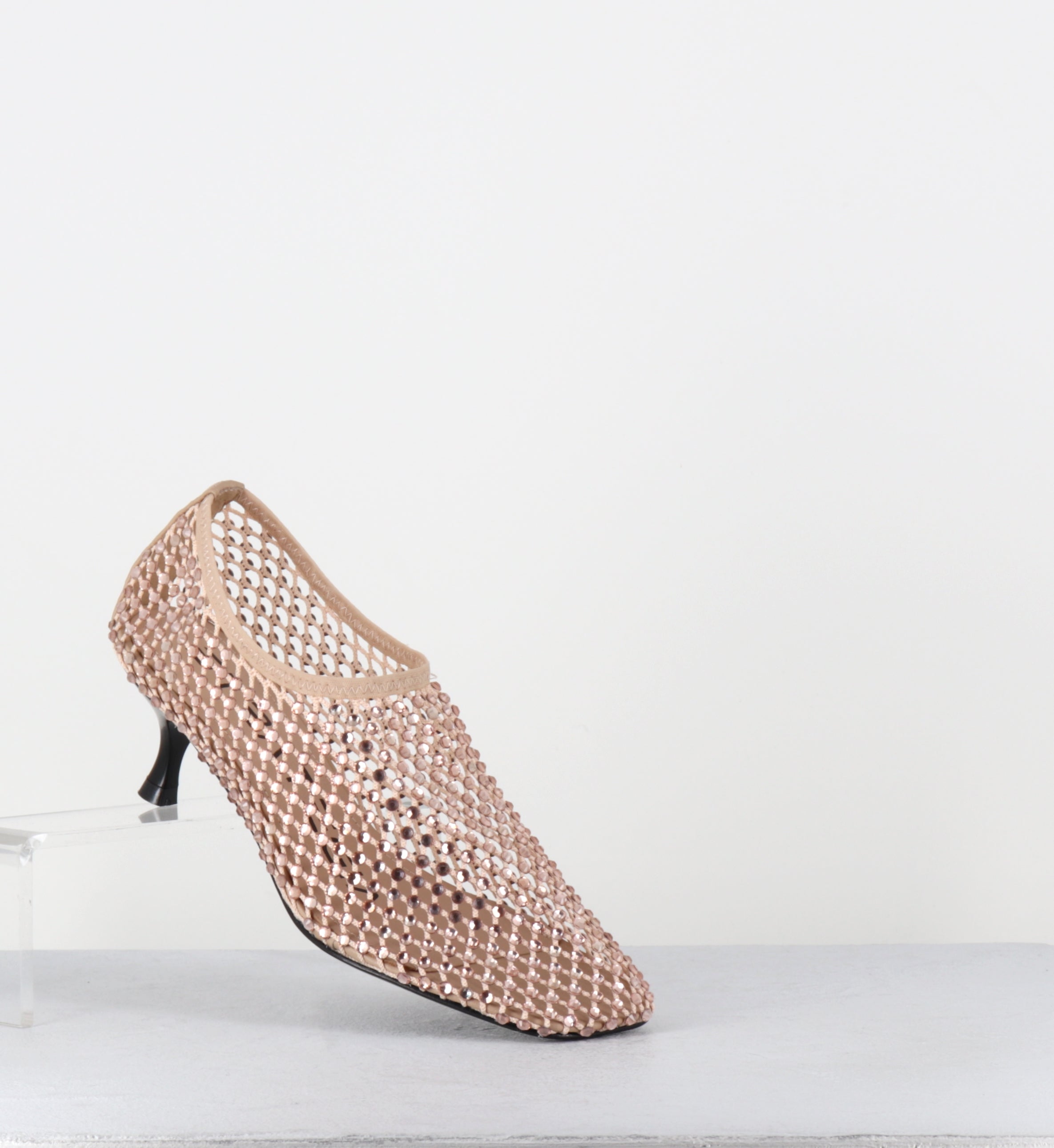 Escarpins à talon en mesh et strass rose - R14 PE26 SAND