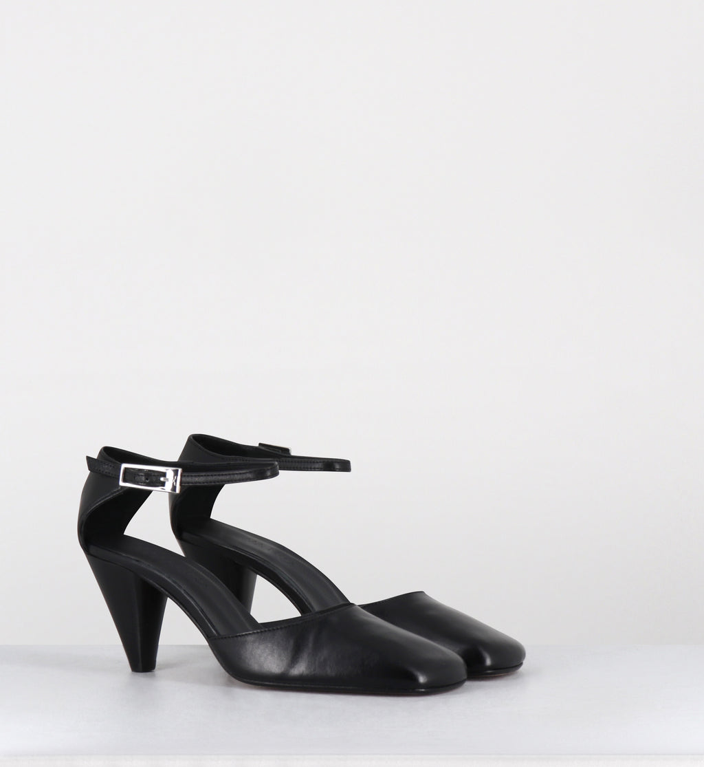 Babies en cuir noir talon conique - SEMAX PUFF NERO