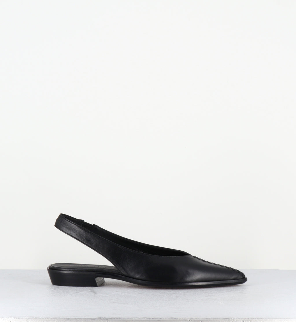 Ballerines slingback en cuir noir bout pointu - MIRELAX PUFF NERO