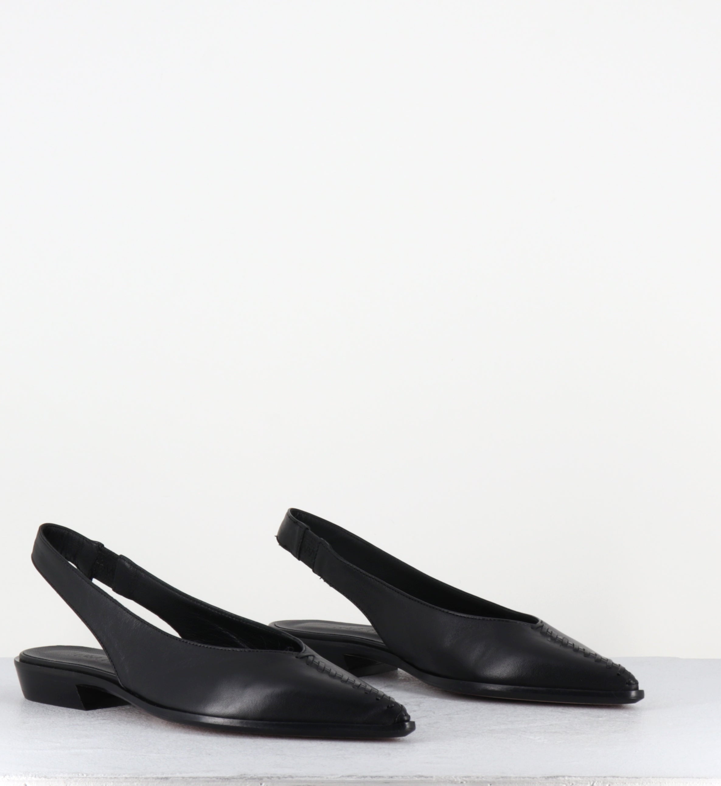 Ballerines slingback en cuir noir bout pointu - MIRELAX PUFF NERO