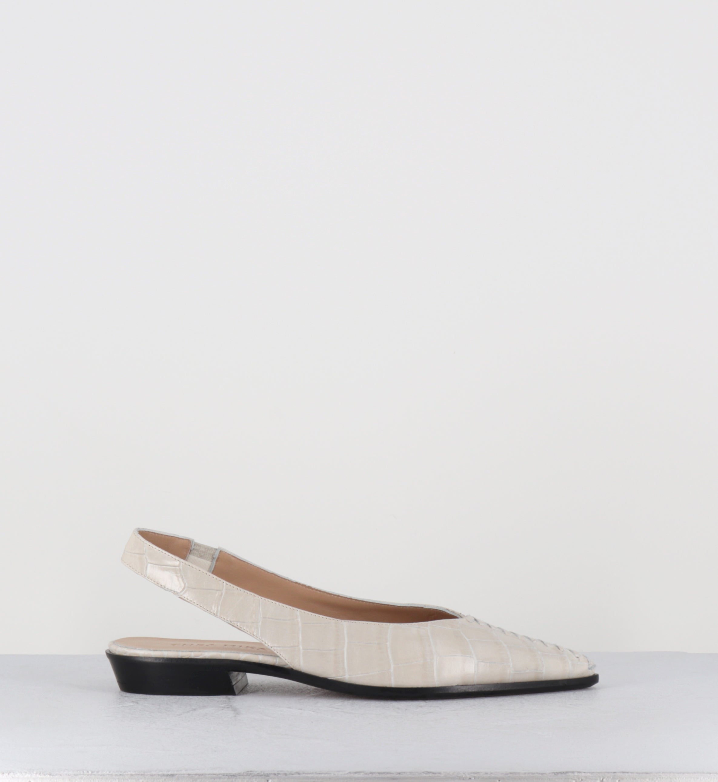 Ballerines slingback croco crème bout pointu - MIRELAX COCCO BEIGE
