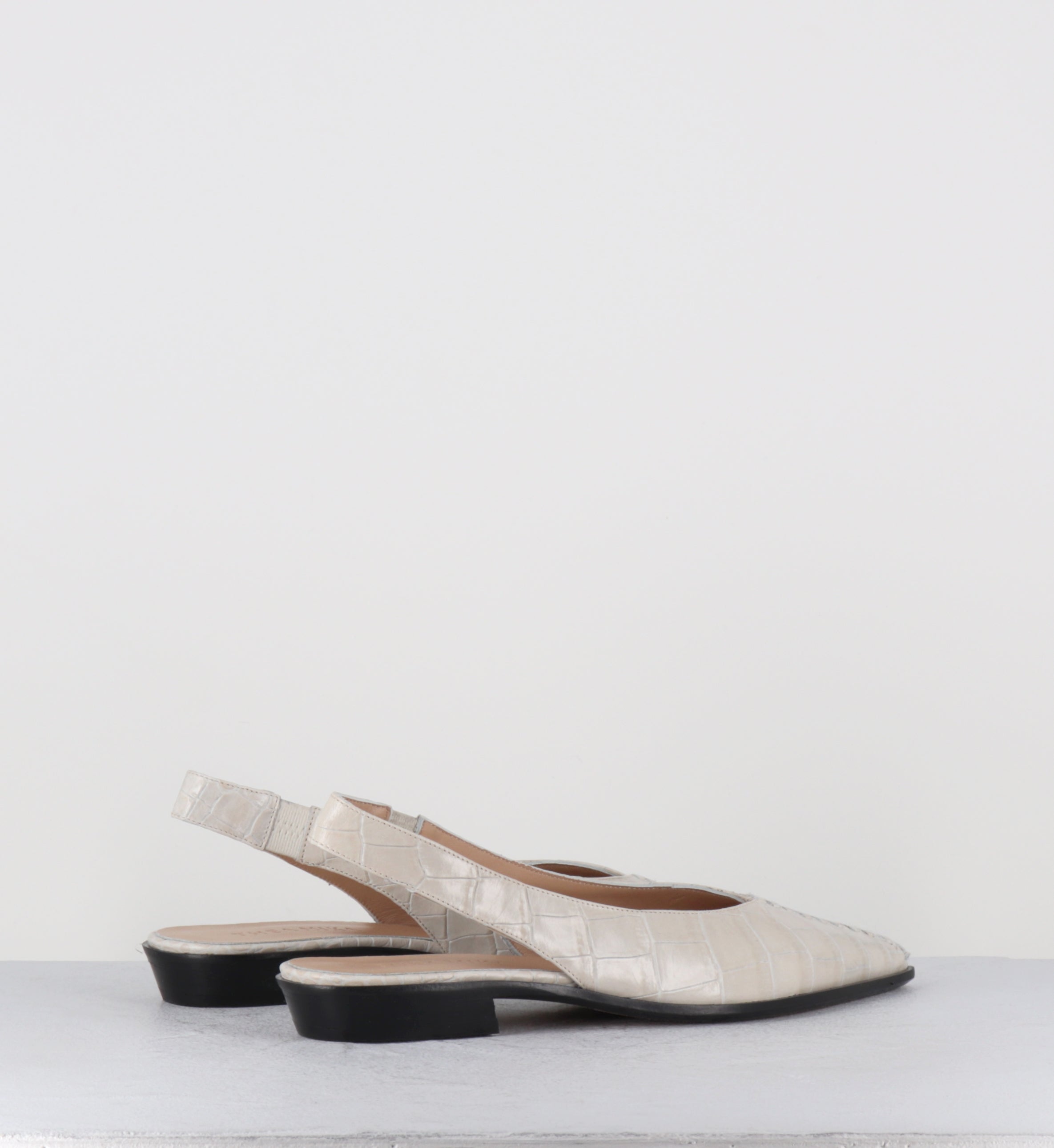 Ballerines slingback croco crème bout pointu - MIRELAX COCCO BEIGE