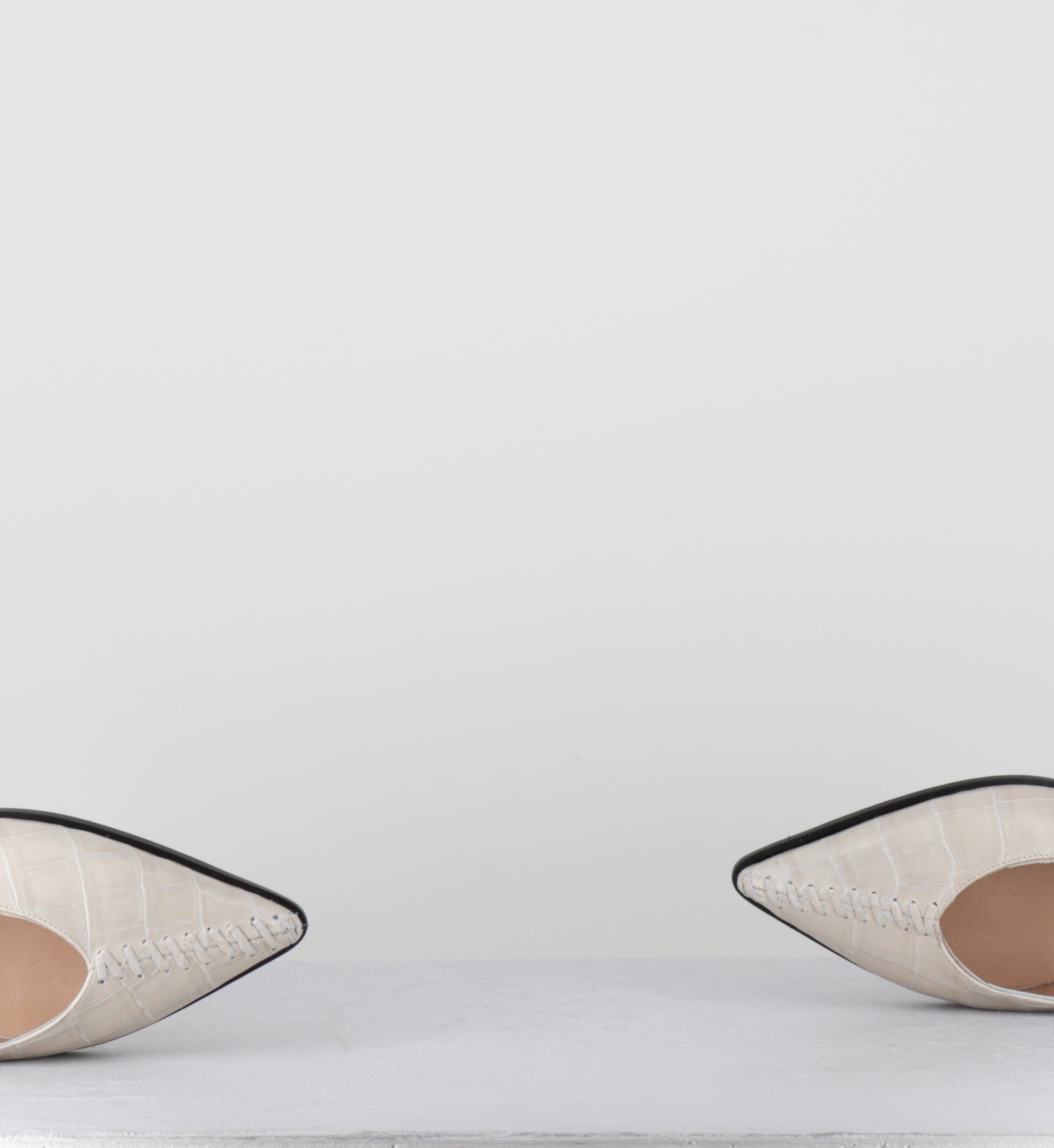 Ballerines slingback croco crème bout pointu - MIRELAX COCCO BEIGE