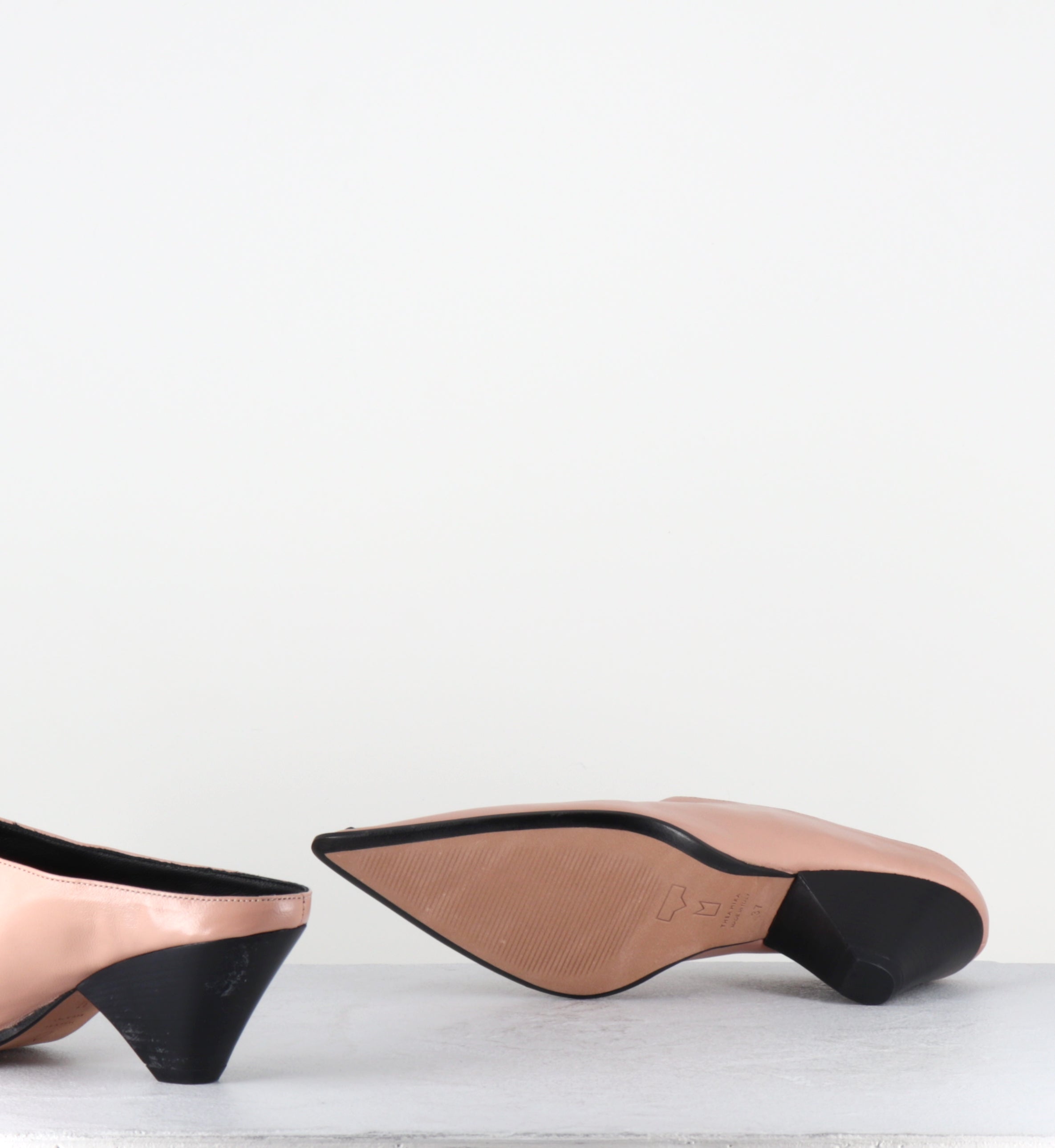 Mules pointues en cuir rose talon biseauté - VERNIAX BLUSH NERO