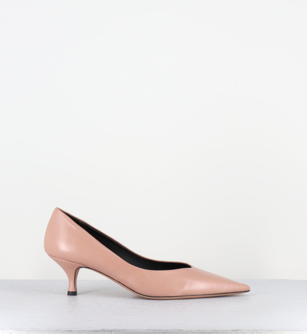 Escarpins en cuir rose poudré petit talon - VESIAX PUFF BLUSH