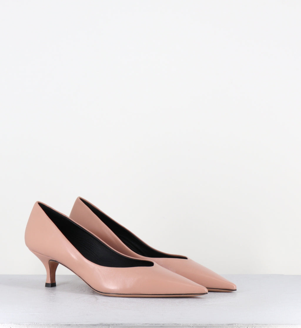 Escarpins en cuir rose poudré petit talon - VESIAX PUFF BLUSH