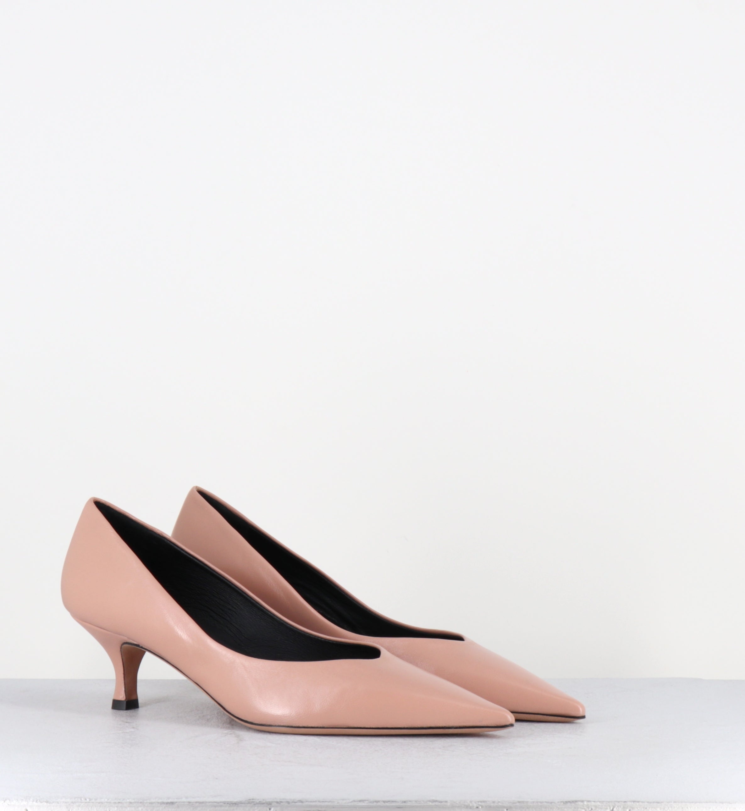 Escarpins en cuir rose poudré petit talon - VESIAX PUFF BLUSH