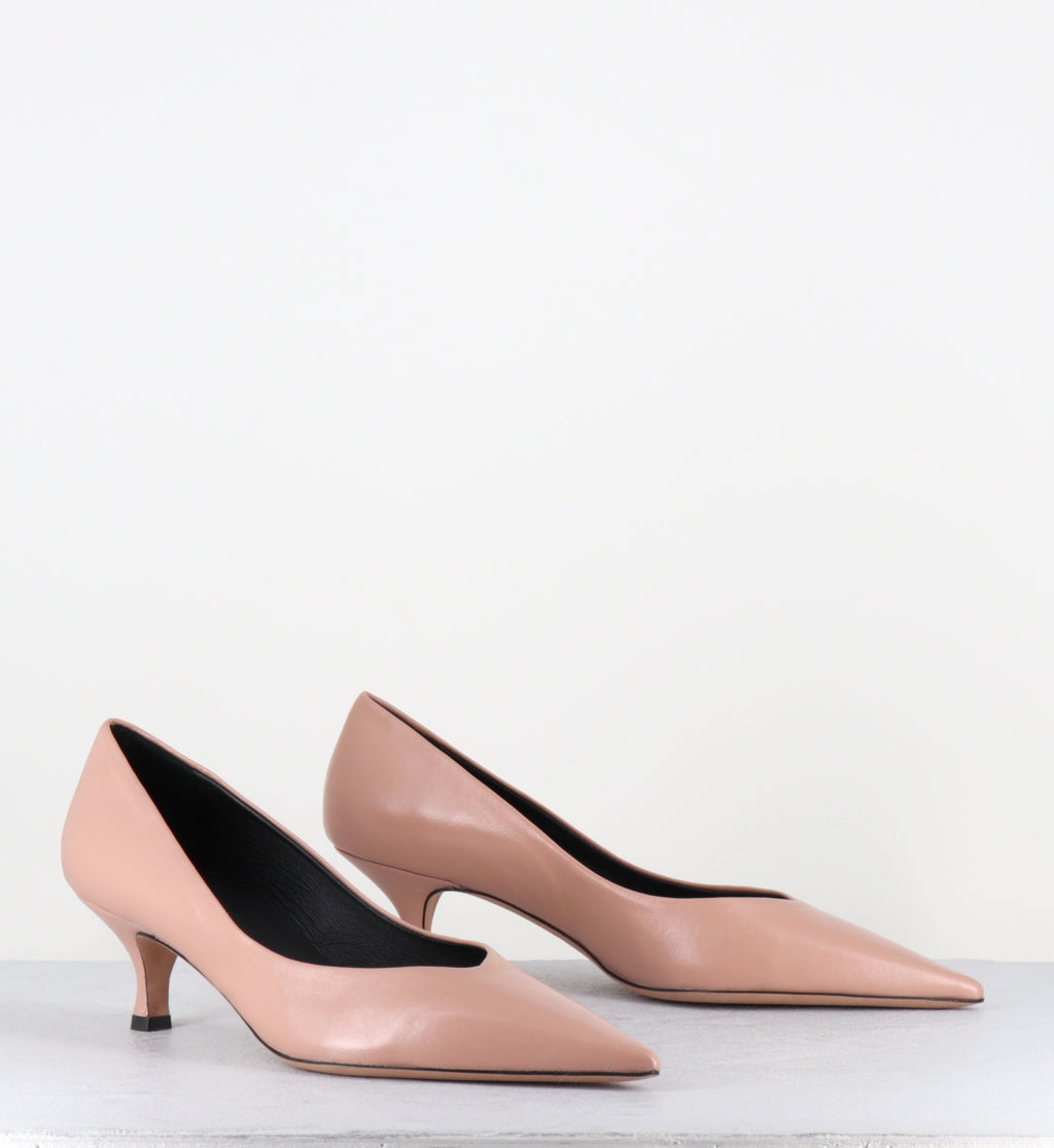 Escarpins en cuir rose poudré petit talon - VESIAX PUFF BLUSH