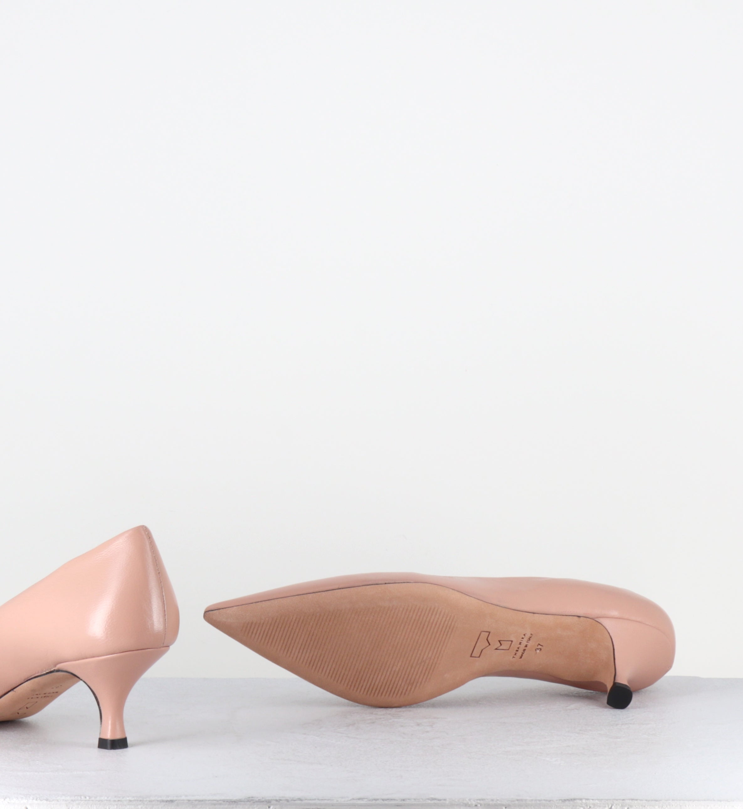 Escarpins en cuir rose poudré petit talon - VESIAX PUFF BLUSH