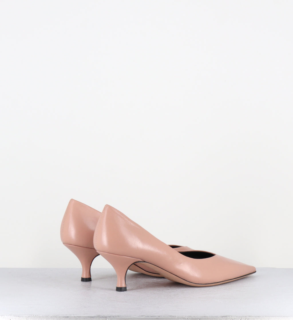 Escarpins en cuir rose poudré petit talon - VESIAX PUFF BLUSH