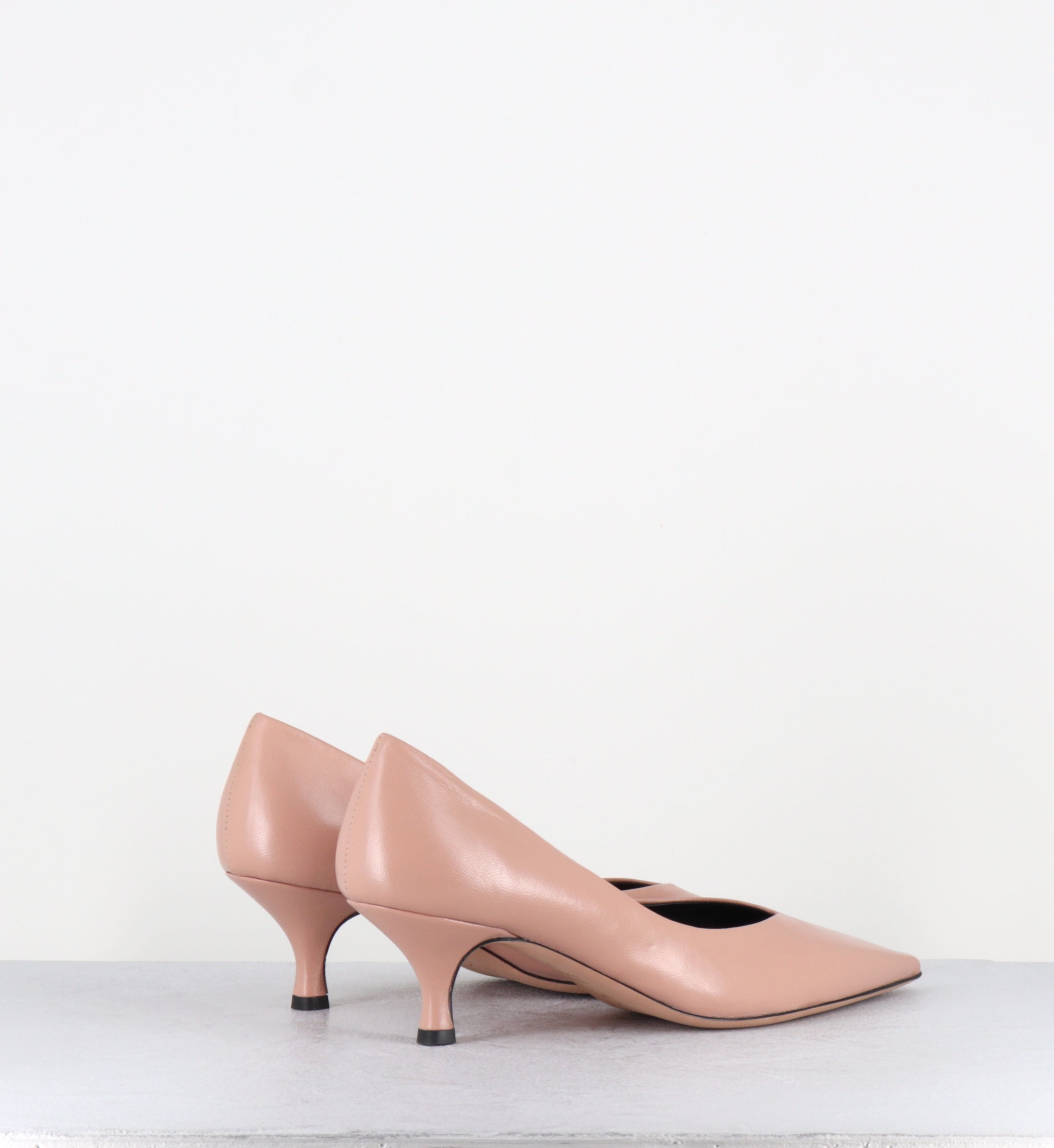 Escarpins en cuir rose poudré petit talon - VESIAX PUFF BLUSH