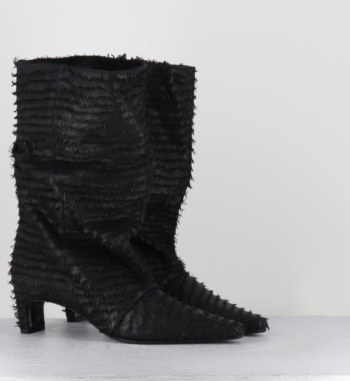 Bottes en cuir noir mi-hautes - VILIA BAFFO BLACK
