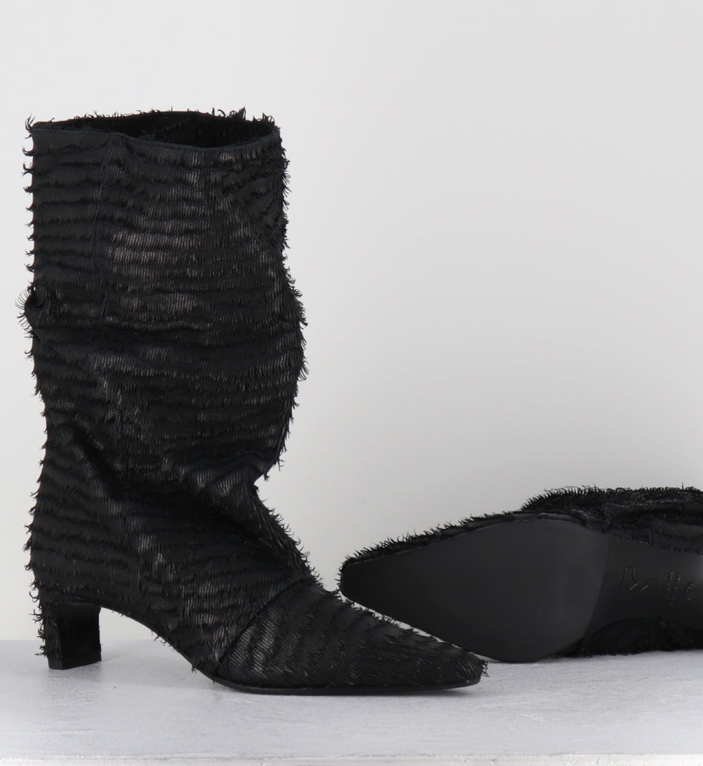 Bottes en cuir noir mi-hautes - VILIA BAFFO BLACK