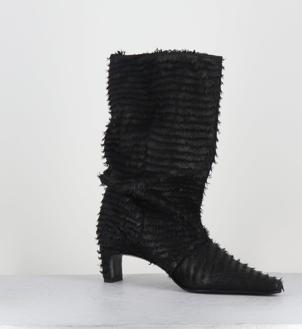 Bottes en cuir noir mi-hautes - VILIA BAFFO BLACK