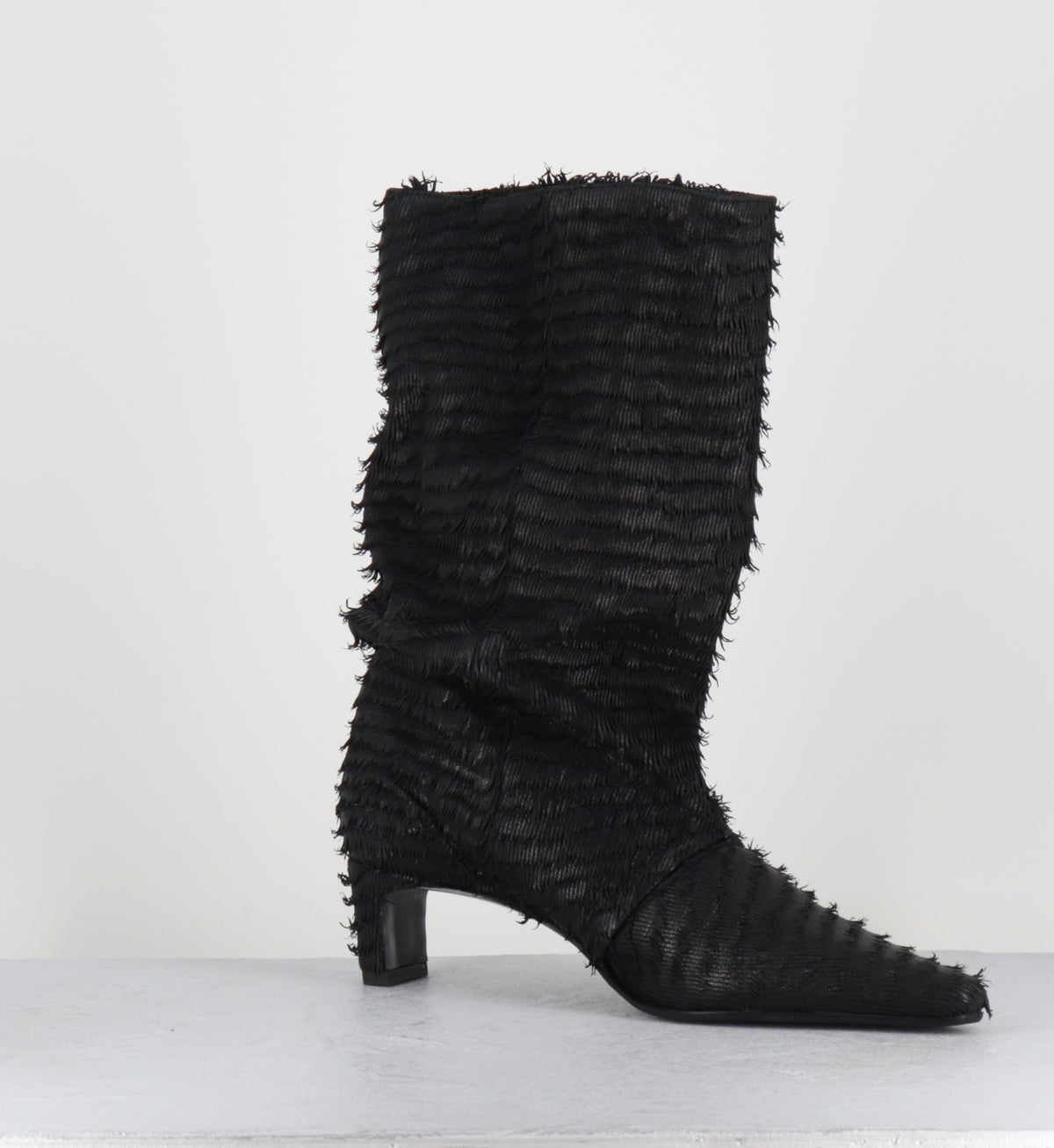 Bottes en cuir noir mi-hautes - VILIA BAFFO BLACK