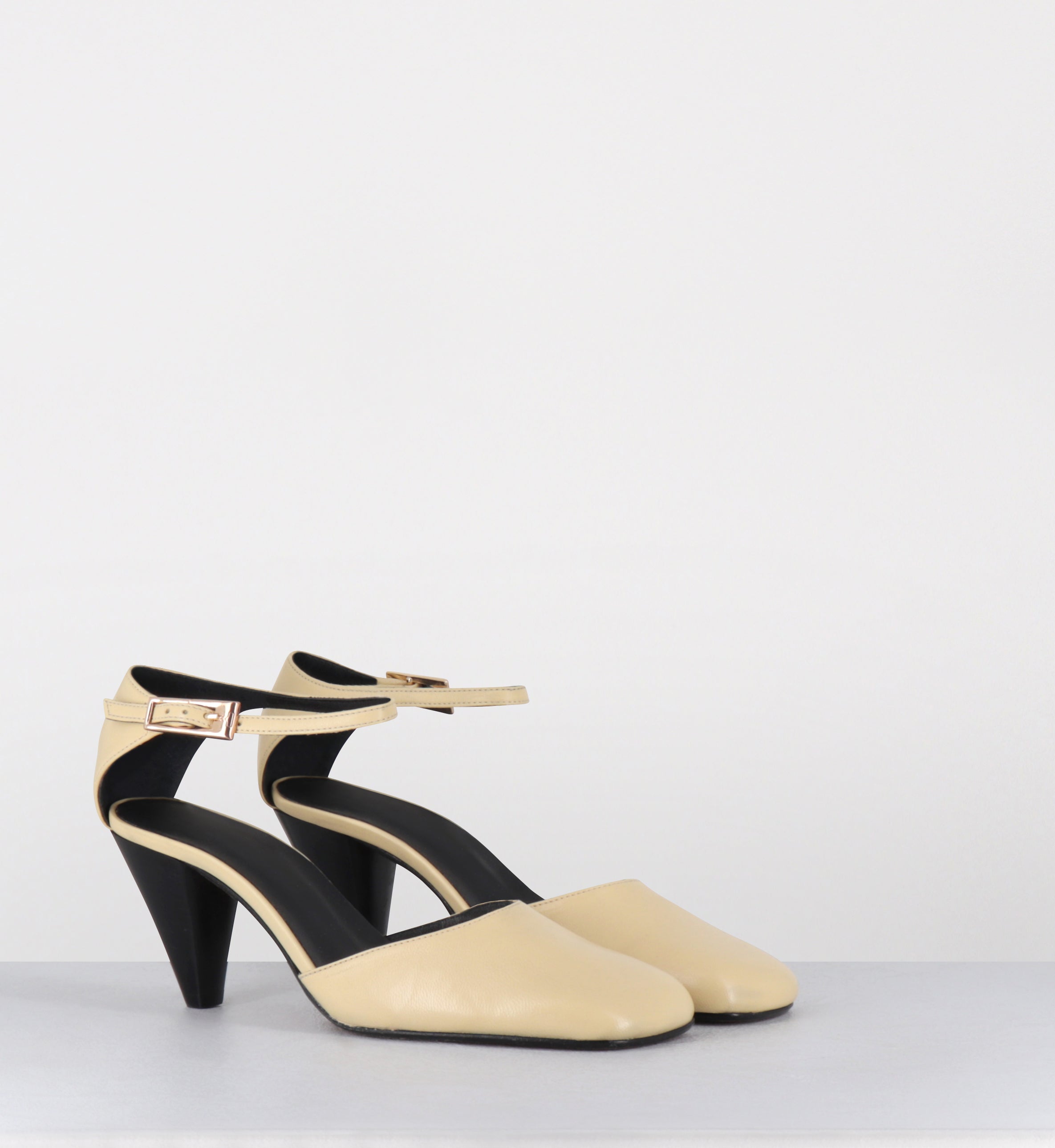 Babies en cuir jaune talon conique  - SEMAX PUFF CEDRO