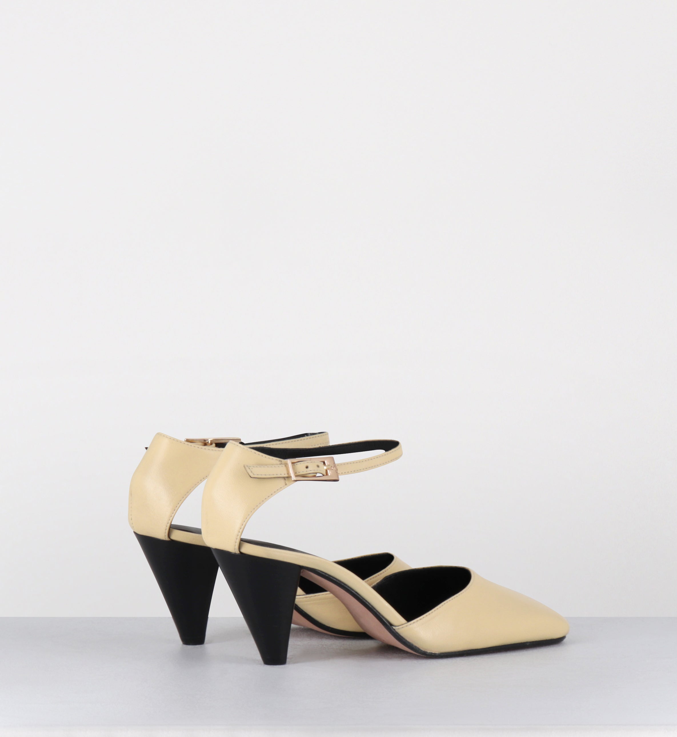 Babies en cuir jaune talon conique  - SEMAX PUFF CEDRO