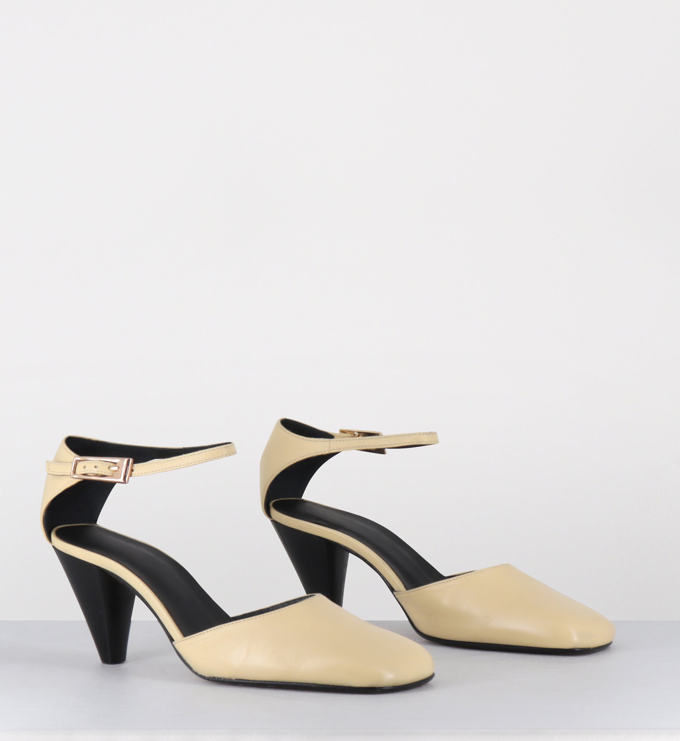 Babies en cuir jaune talon conique  - SEMAX PUFF CEDRO