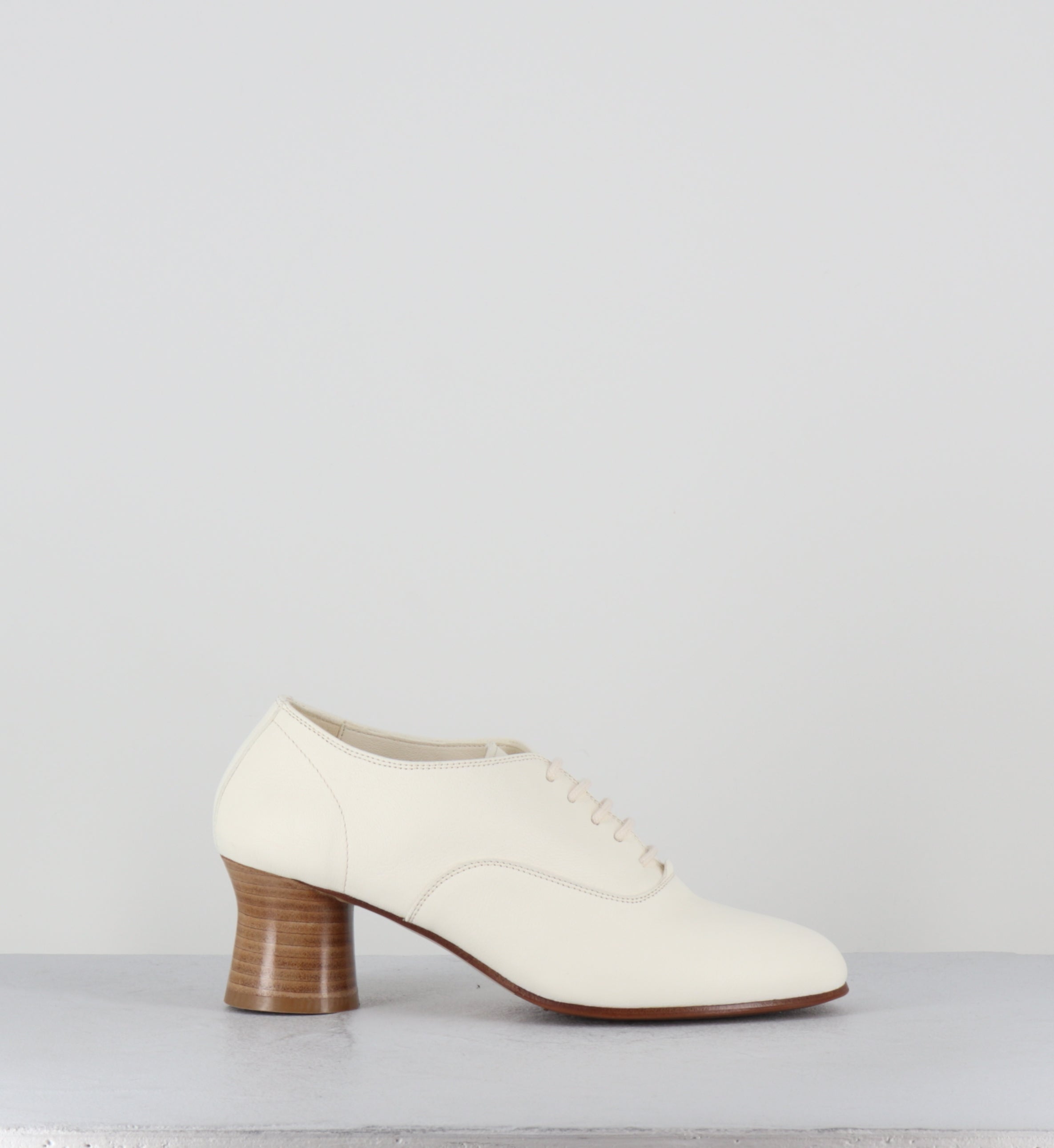 Chaussures à lacets à talon en cuir blanc - STJA 50 WHITE