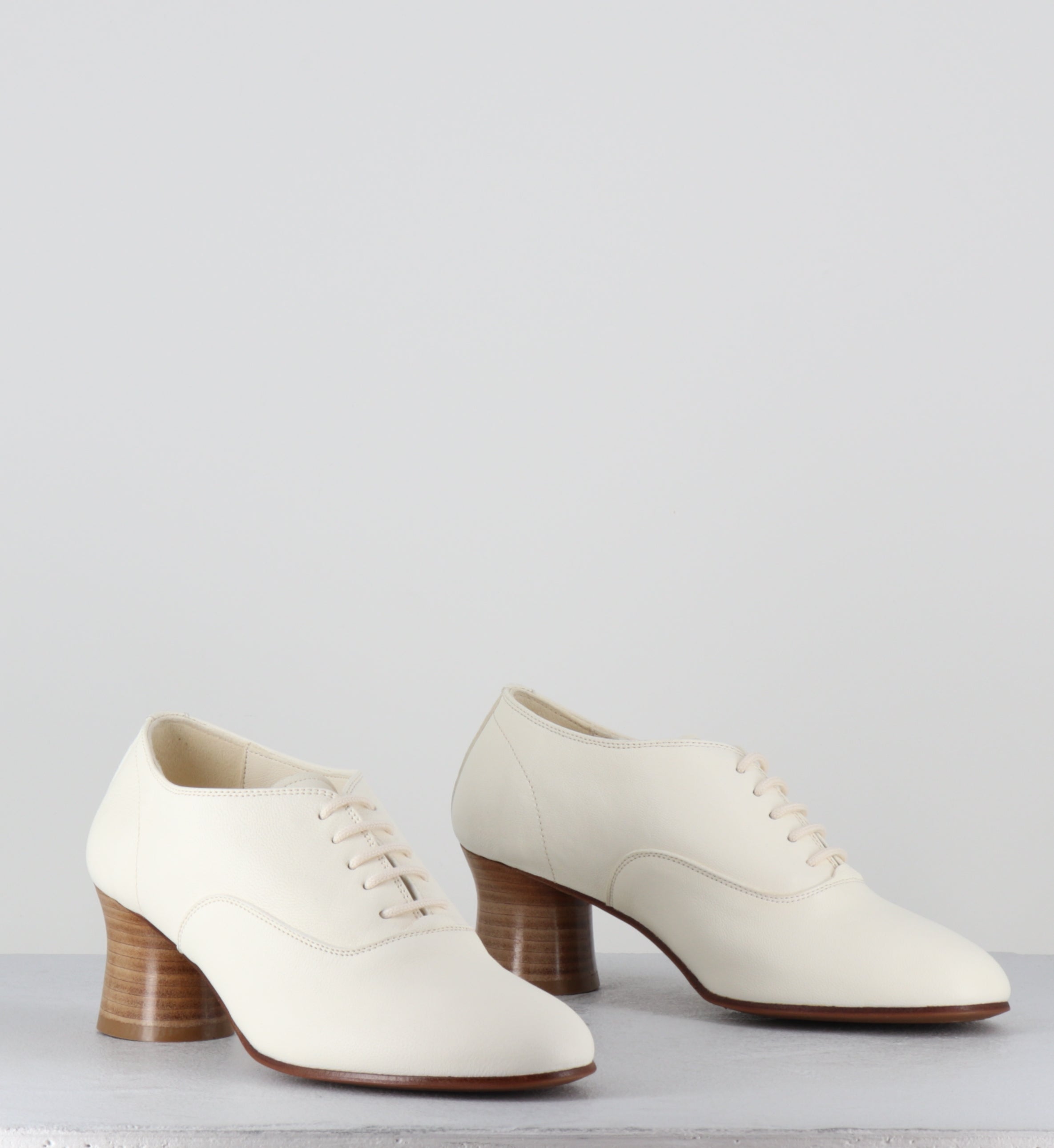 Chaussures à lacets à talon en cuir blanc - STJA 50 WHITE