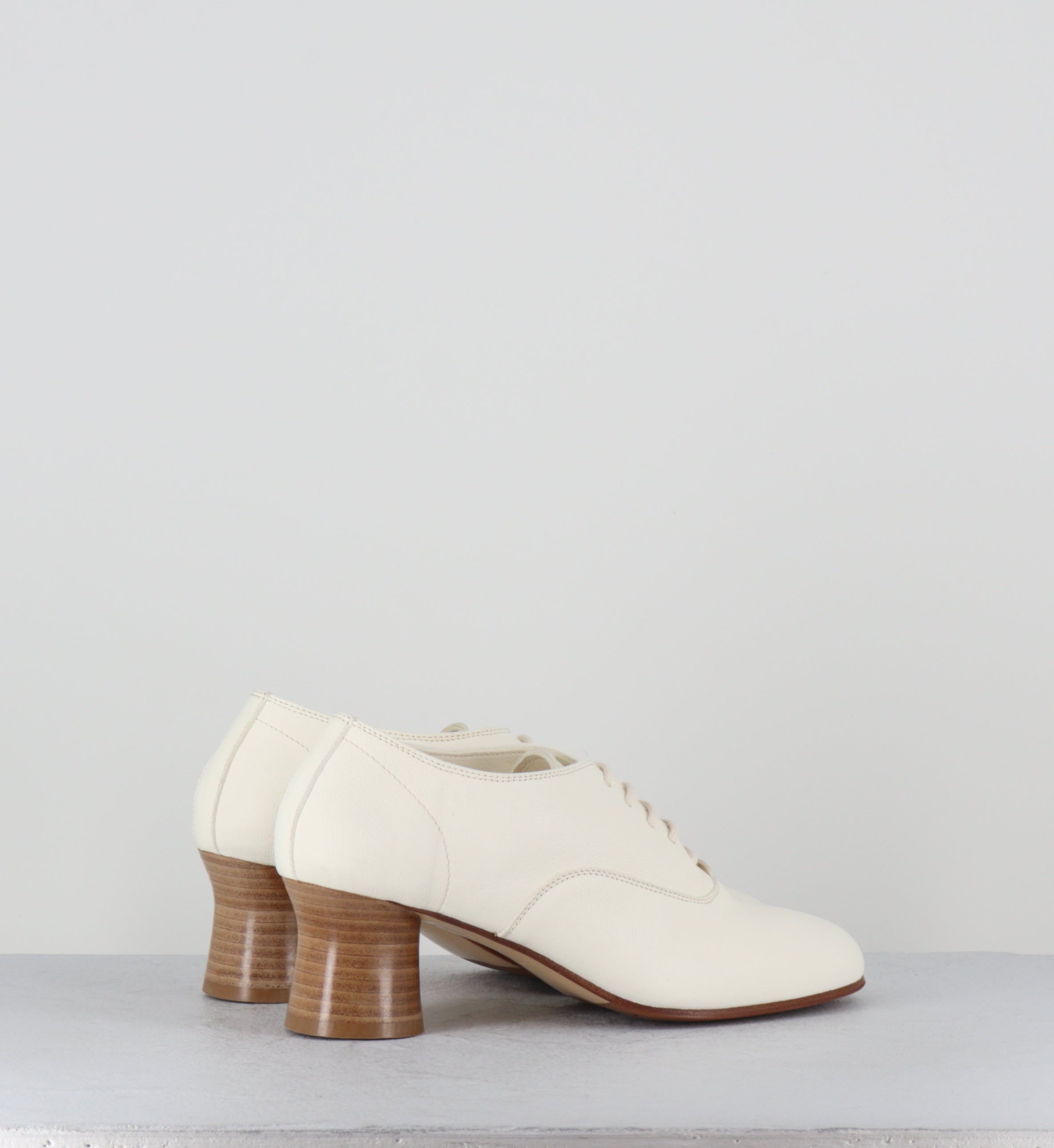 Chaussures à lacets à talon en cuir blanc - STJA 50 WHITE