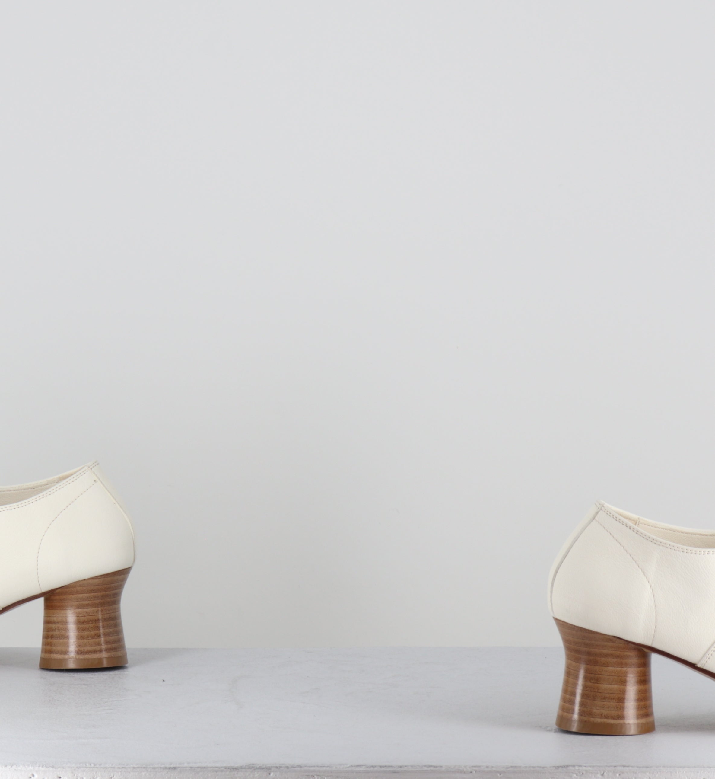 Chaussures à lacets à talon en cuir blanc - STJA 50 WHITE