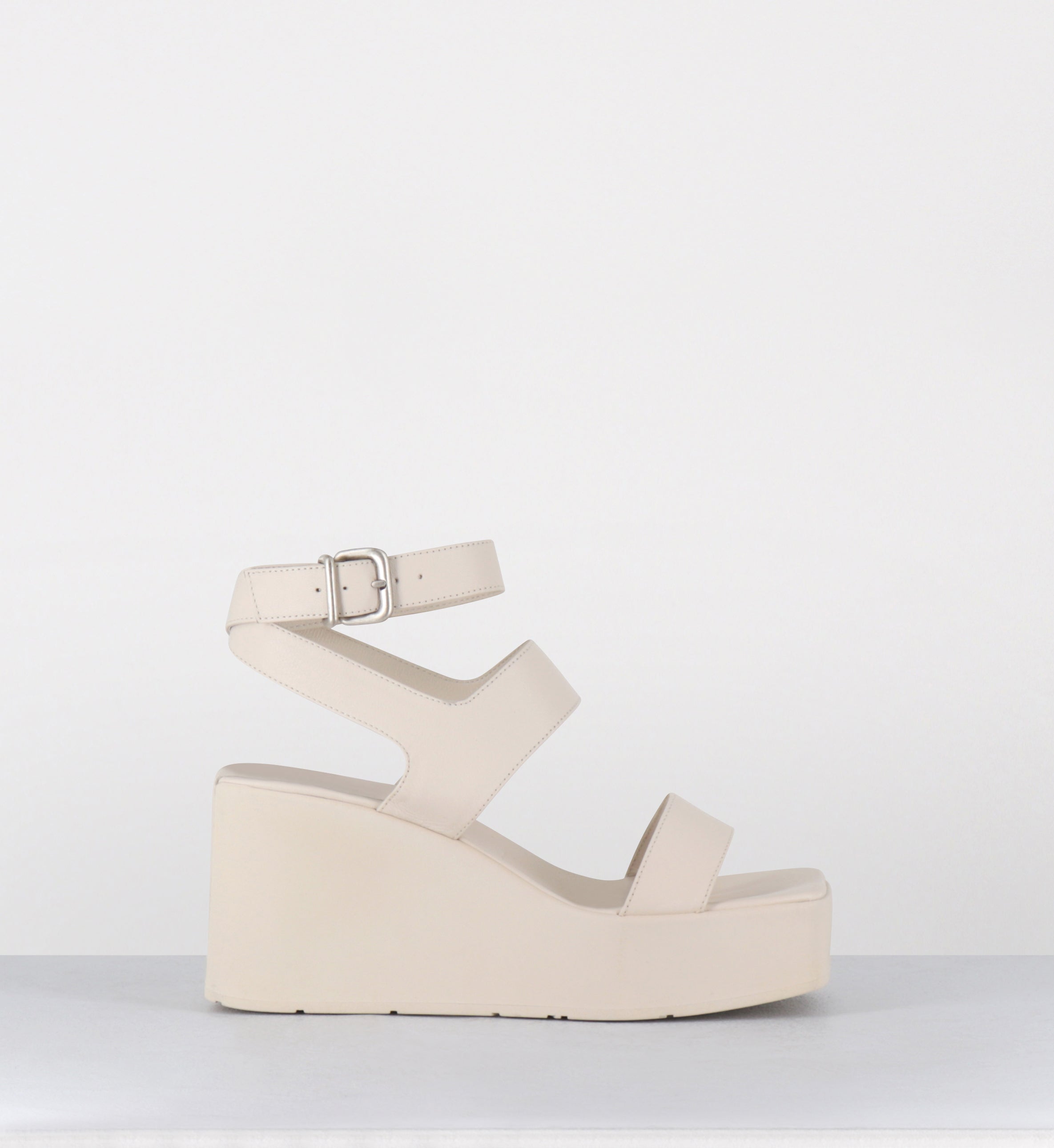 Sandales compensées en cuir blanc - 1K5456D TRAVEL OSSO