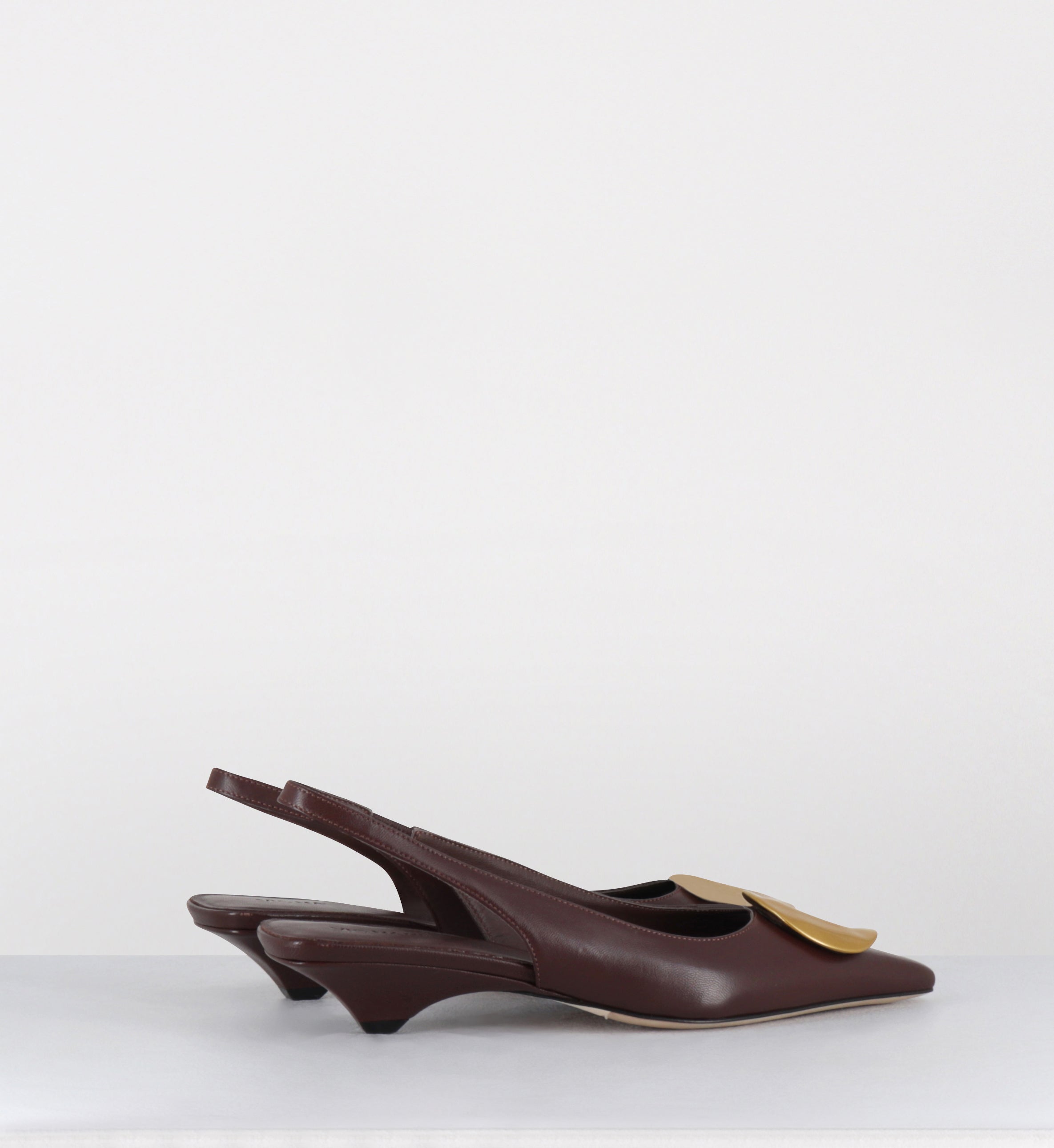 Escarpins bout pointu cuir marron bijou doré - 1K5704D BARON BROWN