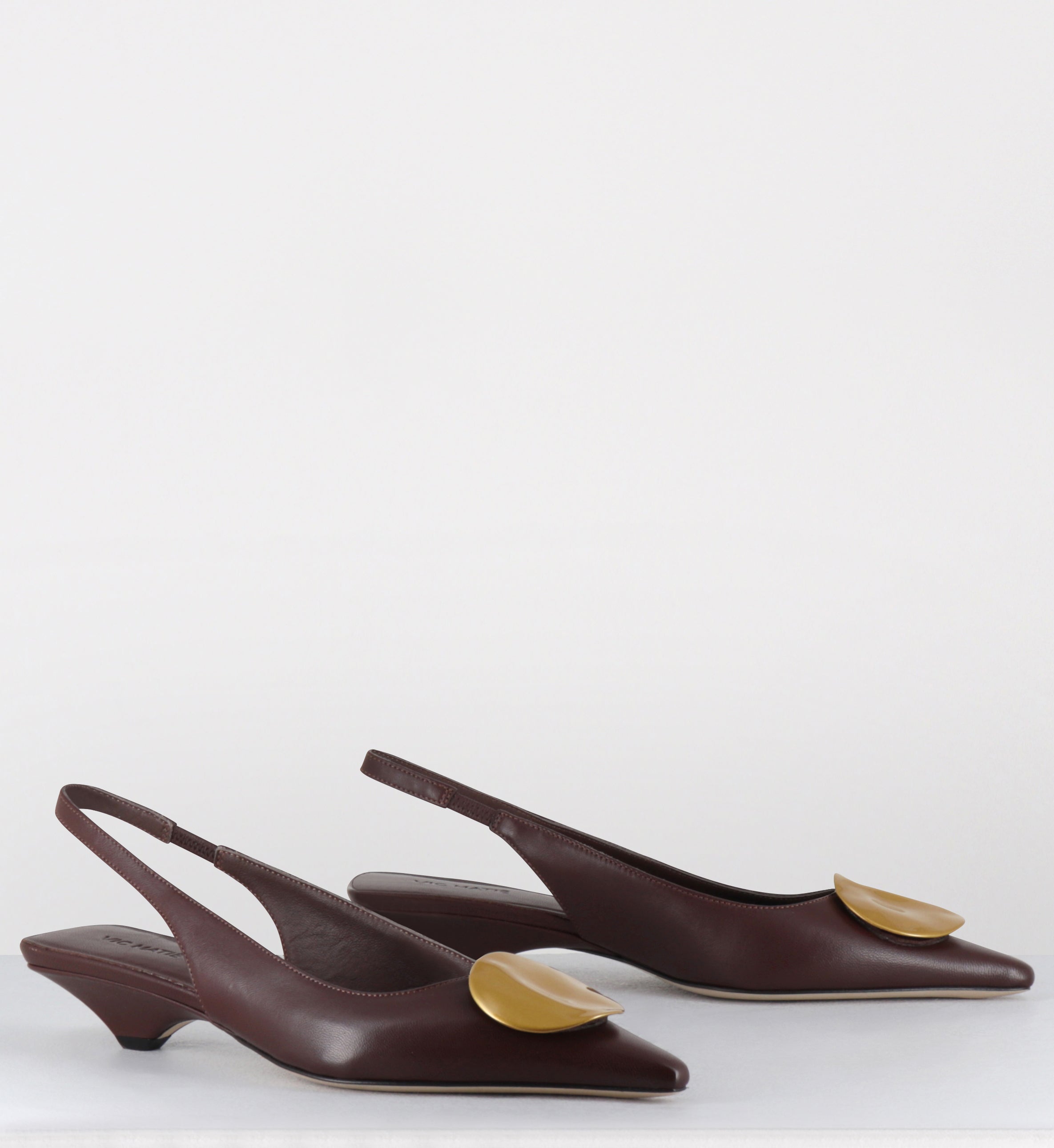 Escarpins bout pointu cuir marron bijou doré - 1K5704D BARON BROWN