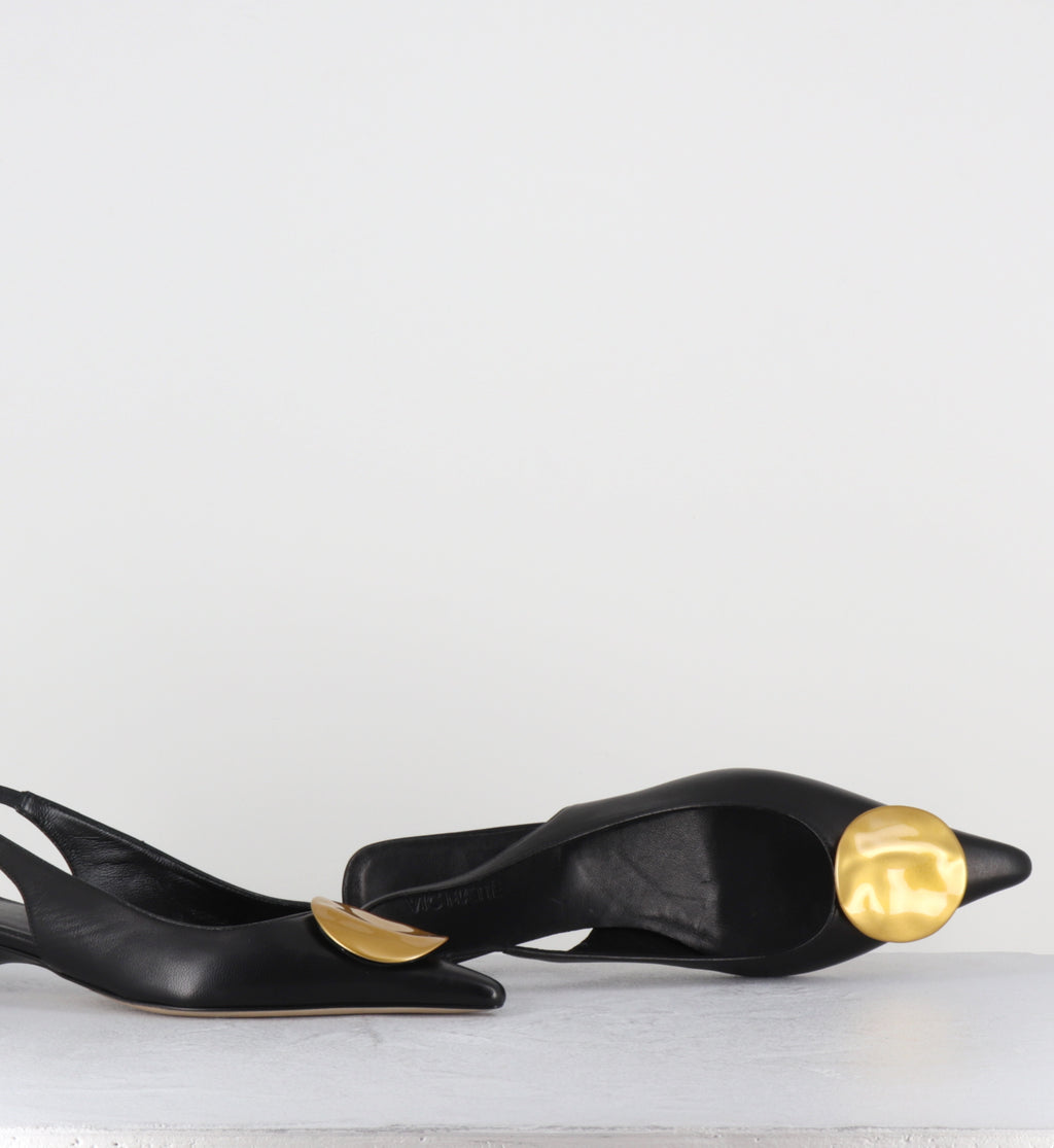 Escarpins bout pointu cuir noir bijou doré - 1K5704D BARON BLACK