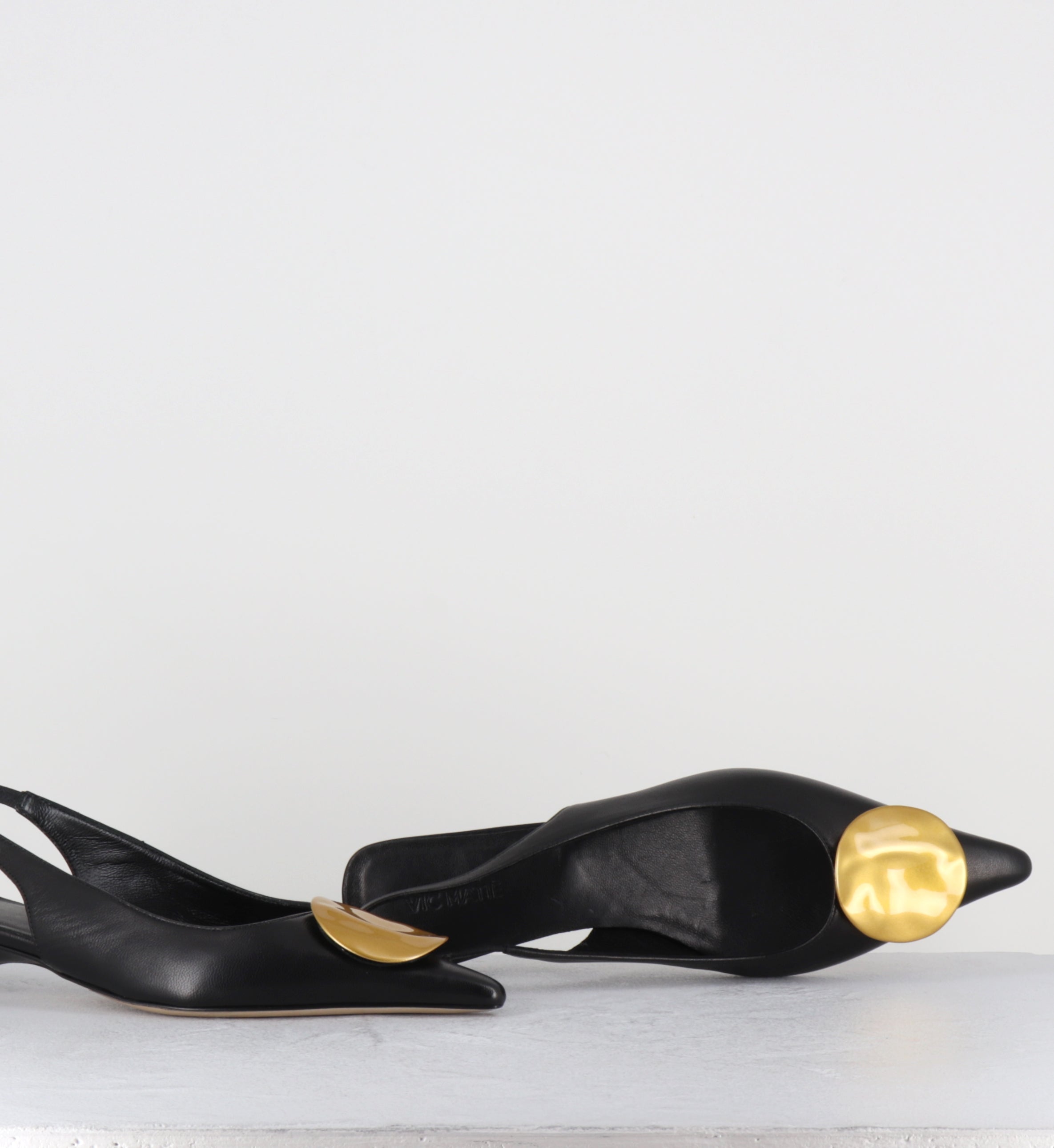 Escarpins bout pointu cuir noir bijou doré - 1K5704D BARON BLACK
