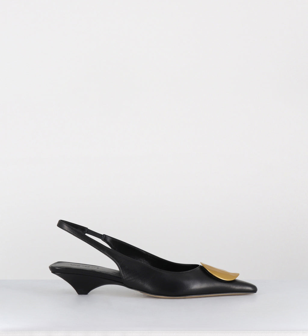 Escarpins bout pointu cuir noir bijou doré - 1K5704D BARON BLACK