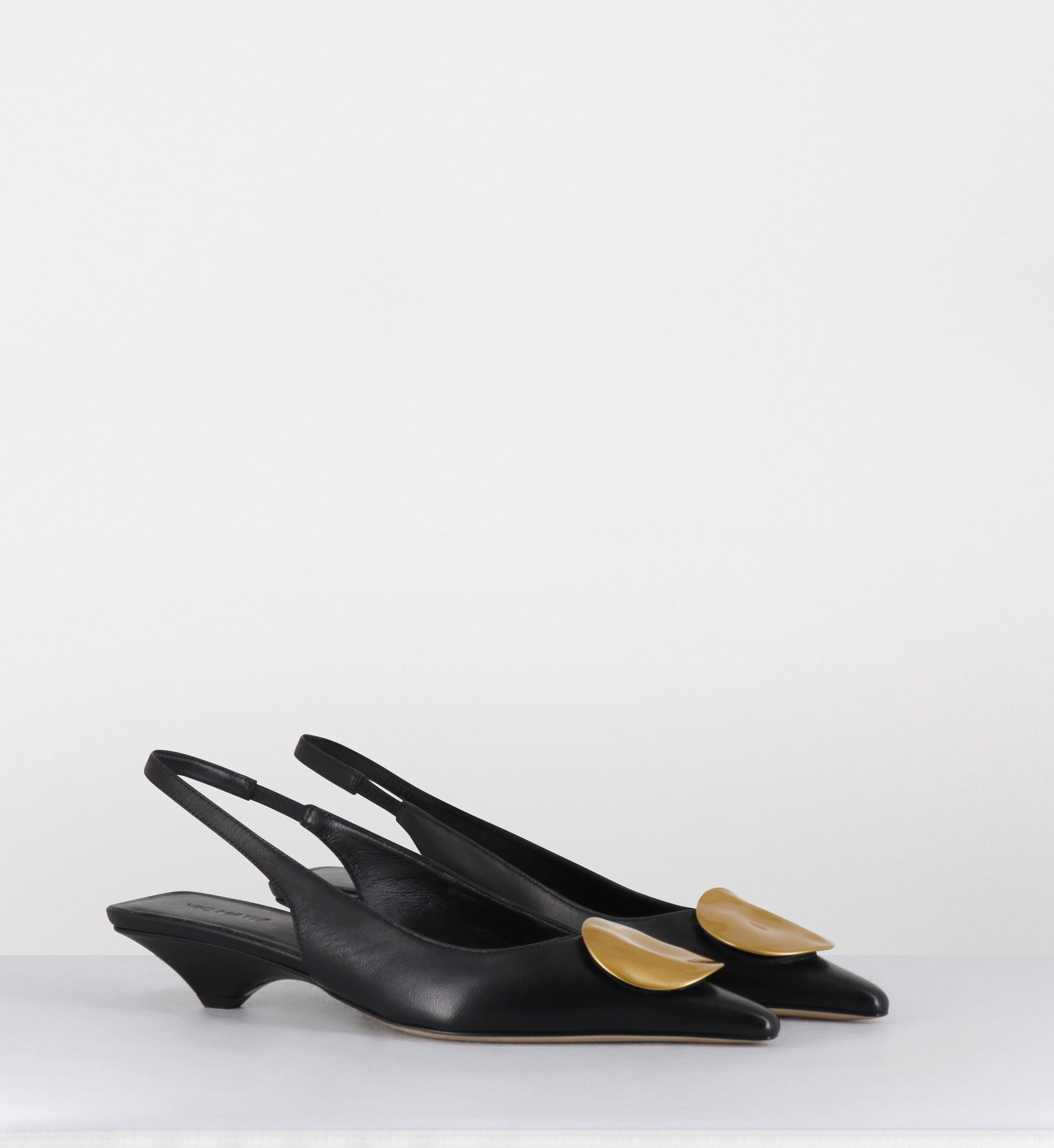 Escarpins bout pointu cuir noir bijou doré - 1K5704D BARON BLACK