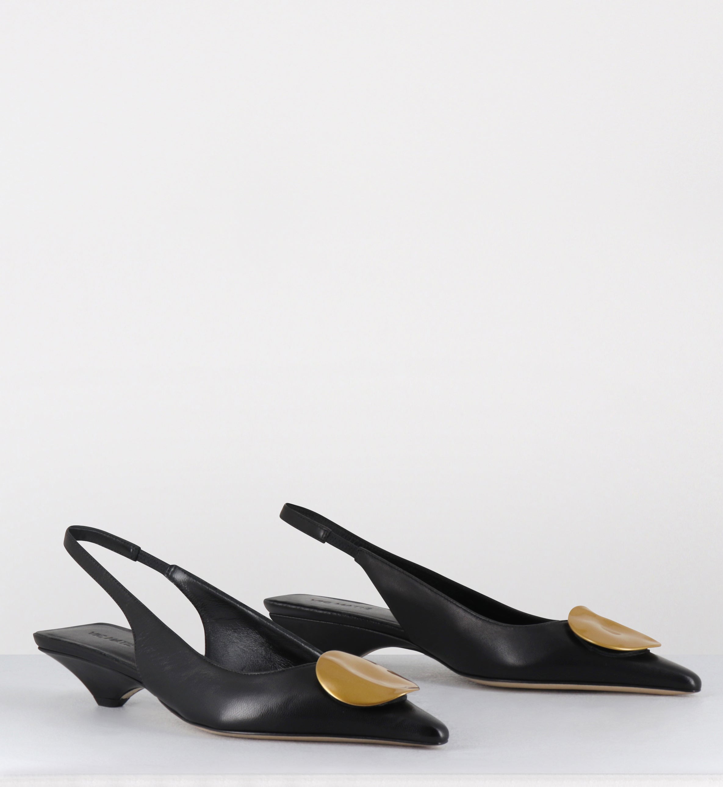 Escarpins bout pointu cuir noir bijou doré - 1K5704D BARON BLACK