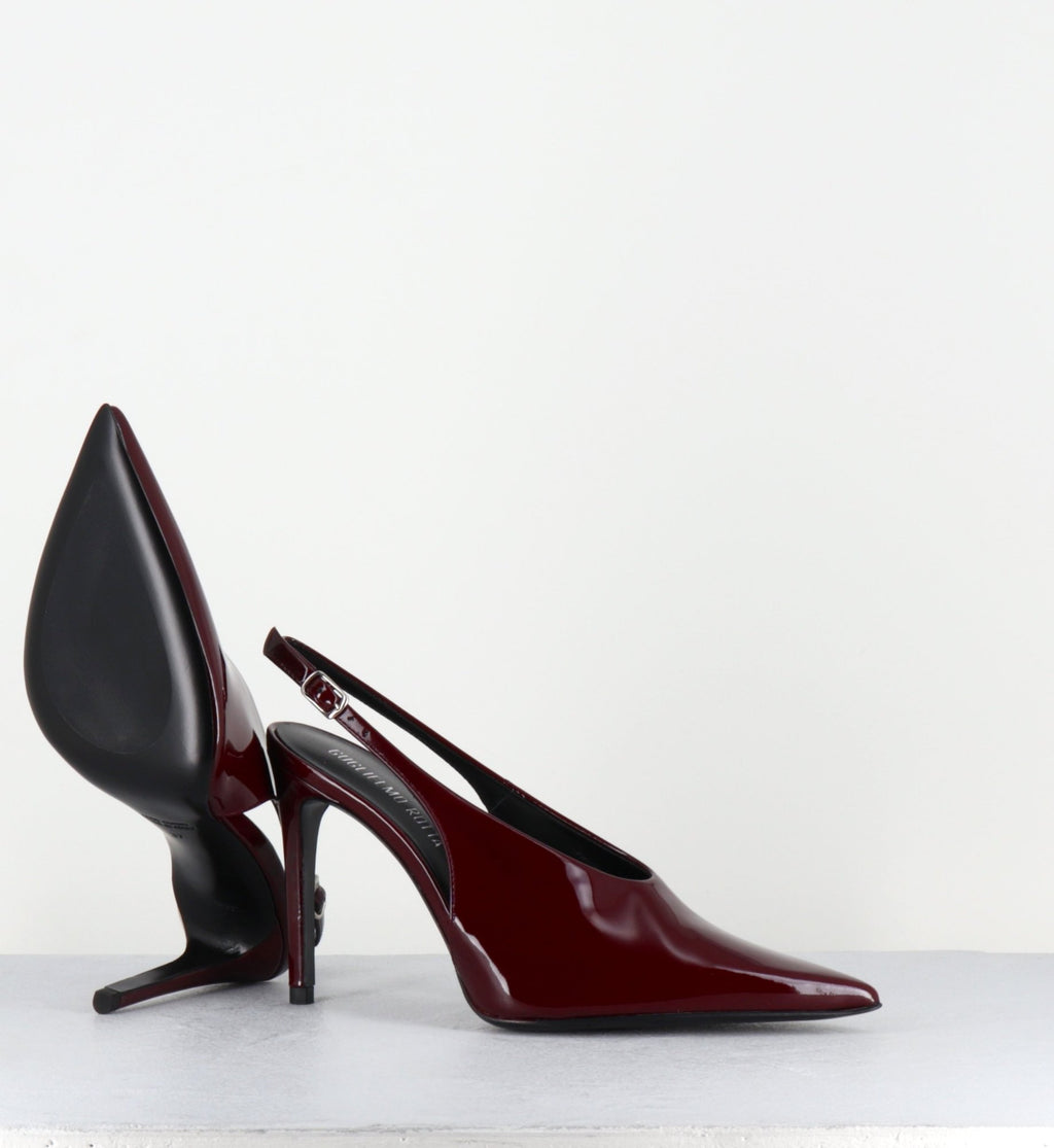 Escarpins slingback talon haut en cuir vernis bordeaux - FEEL VERNICE BURGUNDY
