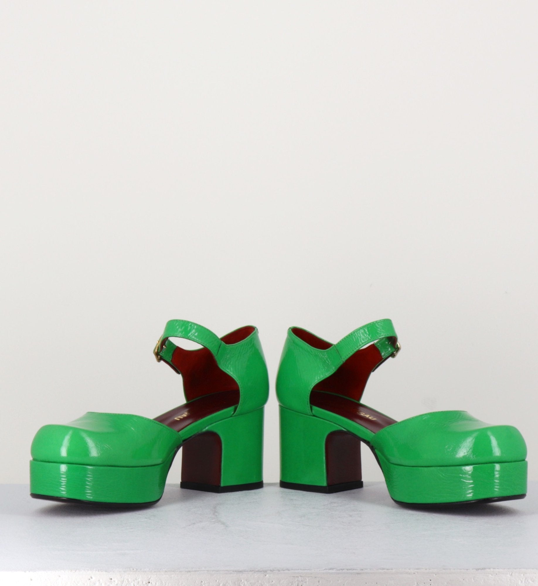 Babies 70s à plateforme en cuir vernis vert - MALAGA R79 MENTHE