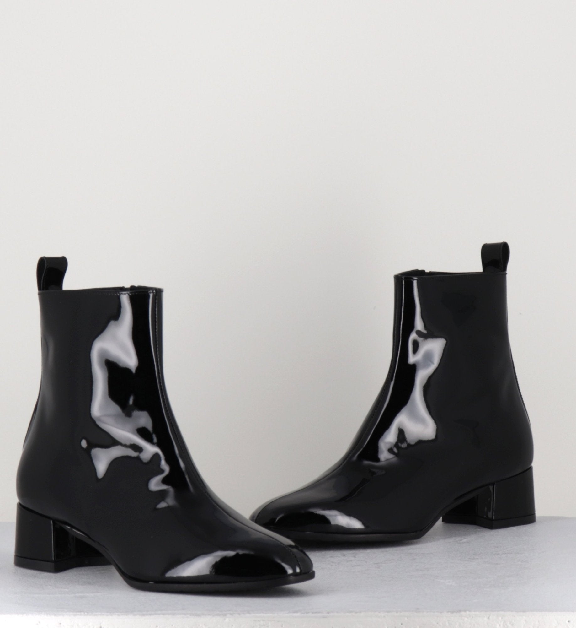 Boots 60s en cuir vernis noir - JANE VERNICE NERO