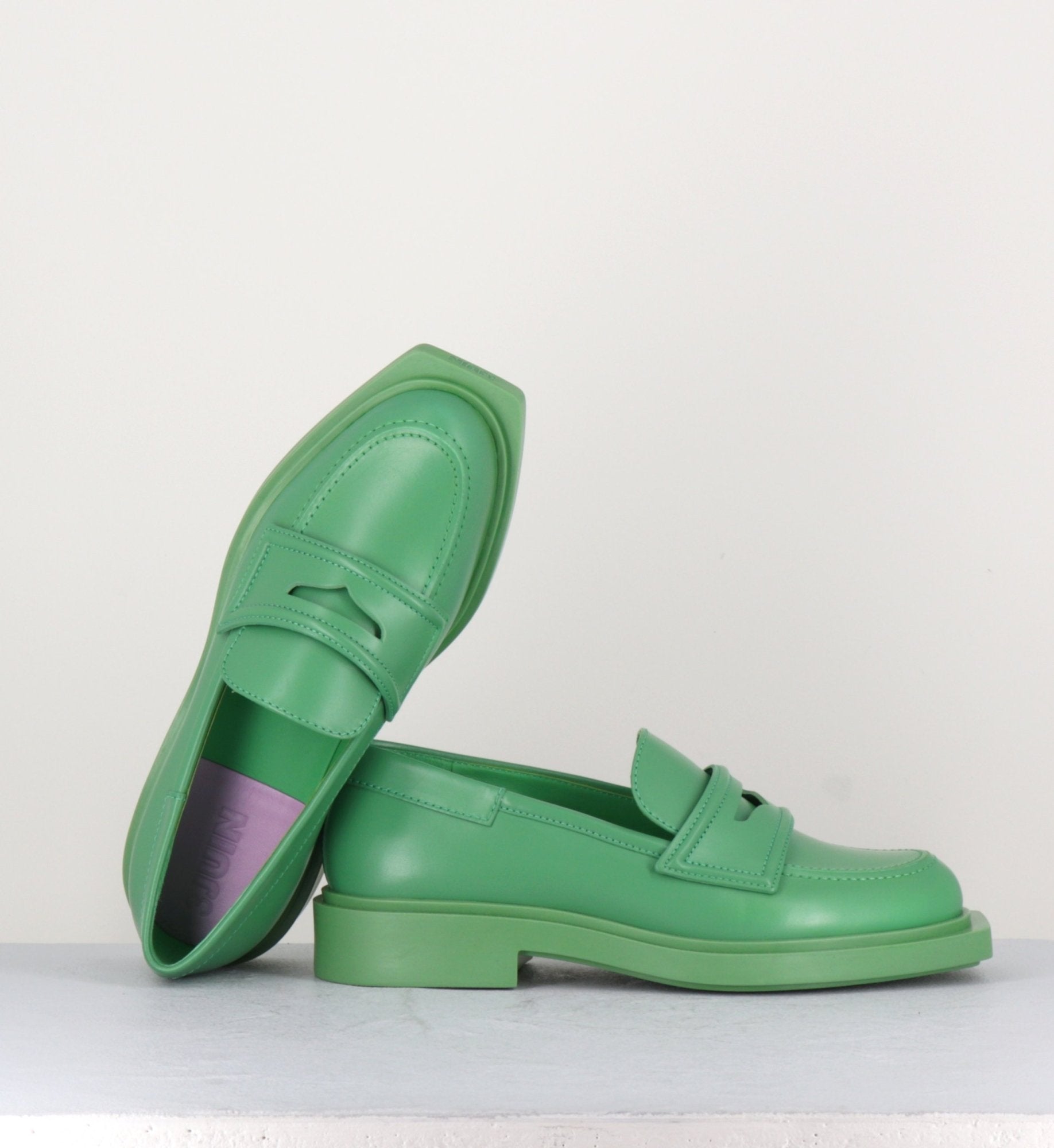 Mocassin en cuir lisse vert - VIOLA LEE GRASS
