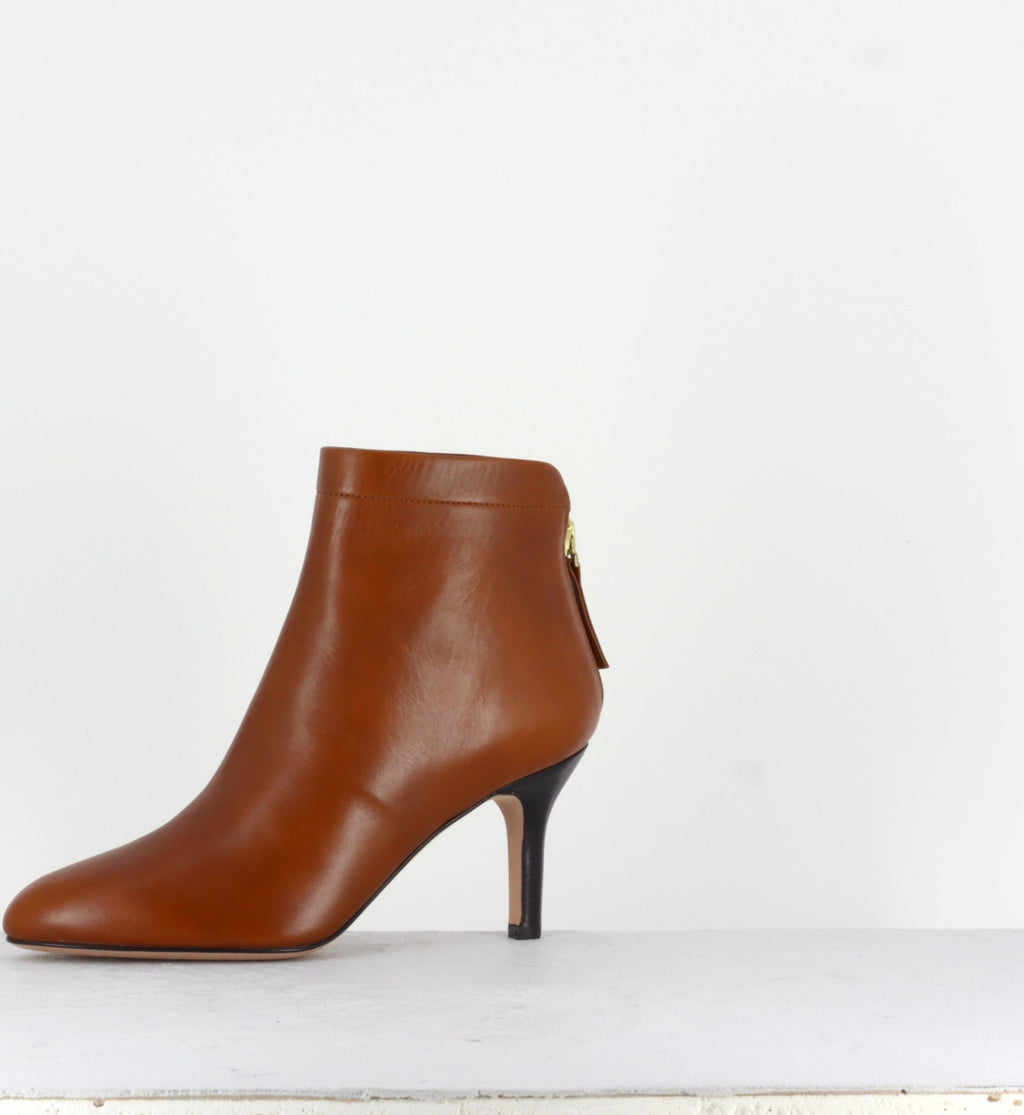 Bottines à talons en cuir camel 7049C - Pellico