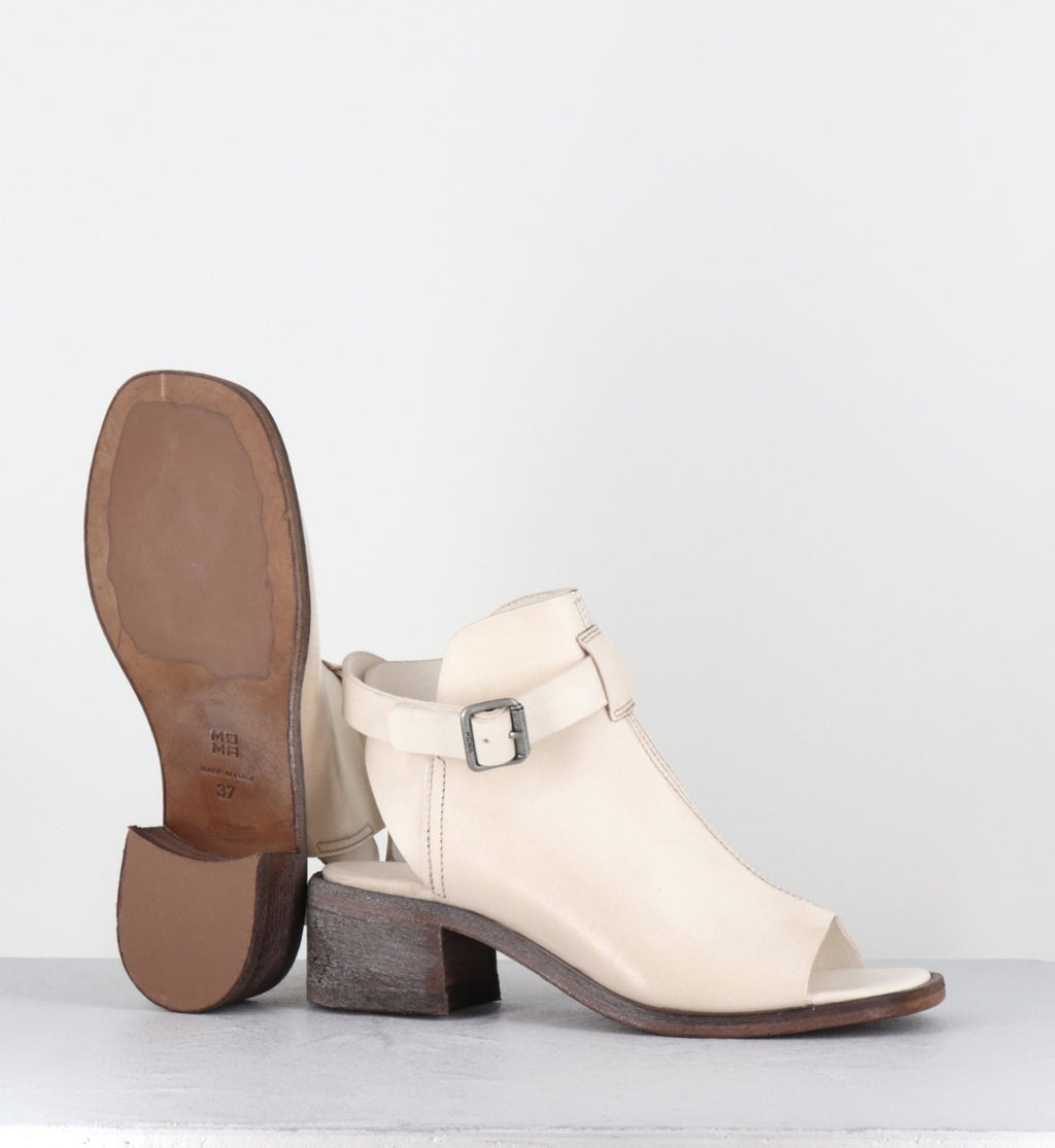 Sandales 'open-boots' en cuir blanc talon bloc - 34501G OIL BIANCO