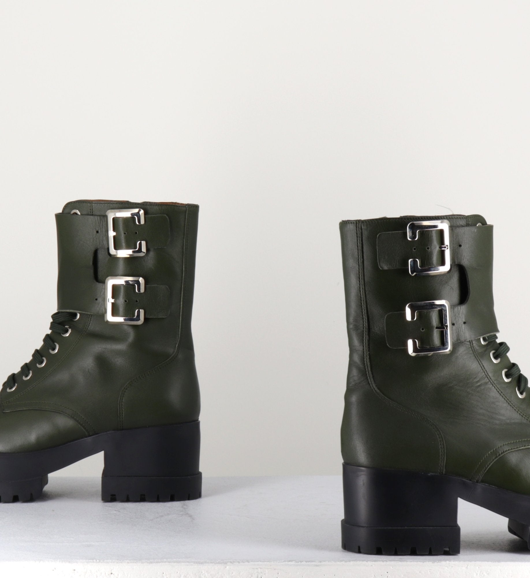 Bottines à lacets en cuir kaki Clergerie Paris - WILLY2